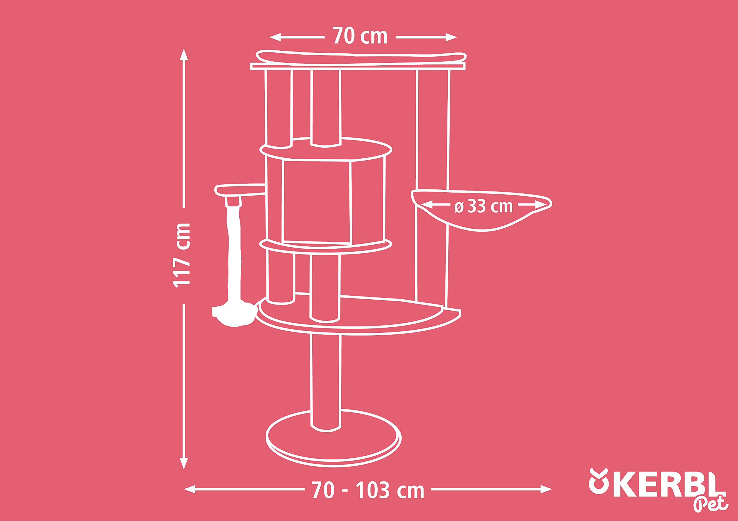 Kerbl Dolomit Tofana Pro Wall-Mounted Cat Tree for Indoor Cats, 44