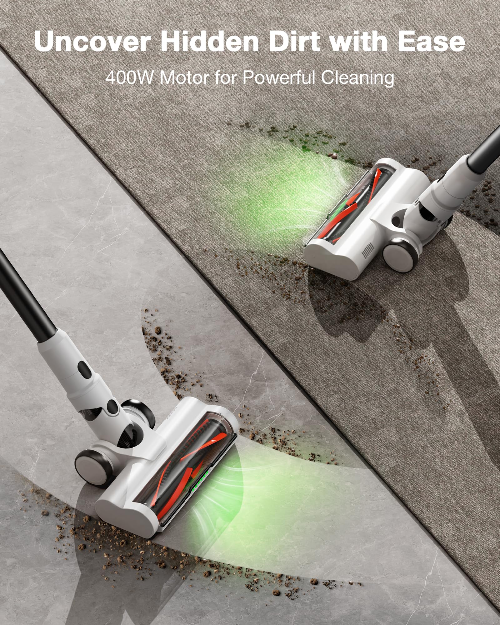 45KPA Cordless Stick Vacuum Cleaner - Rechargeable, Lightweight & Powerful for Carpets, Hardwood Floors & Pet Hair - 9-in-1 Multi-Surface Cleaning with Bendable Wand - Ultra Quiet for Home Use - Perfect for Daily Cleaning, Pet Owners & Allergy Sufferers