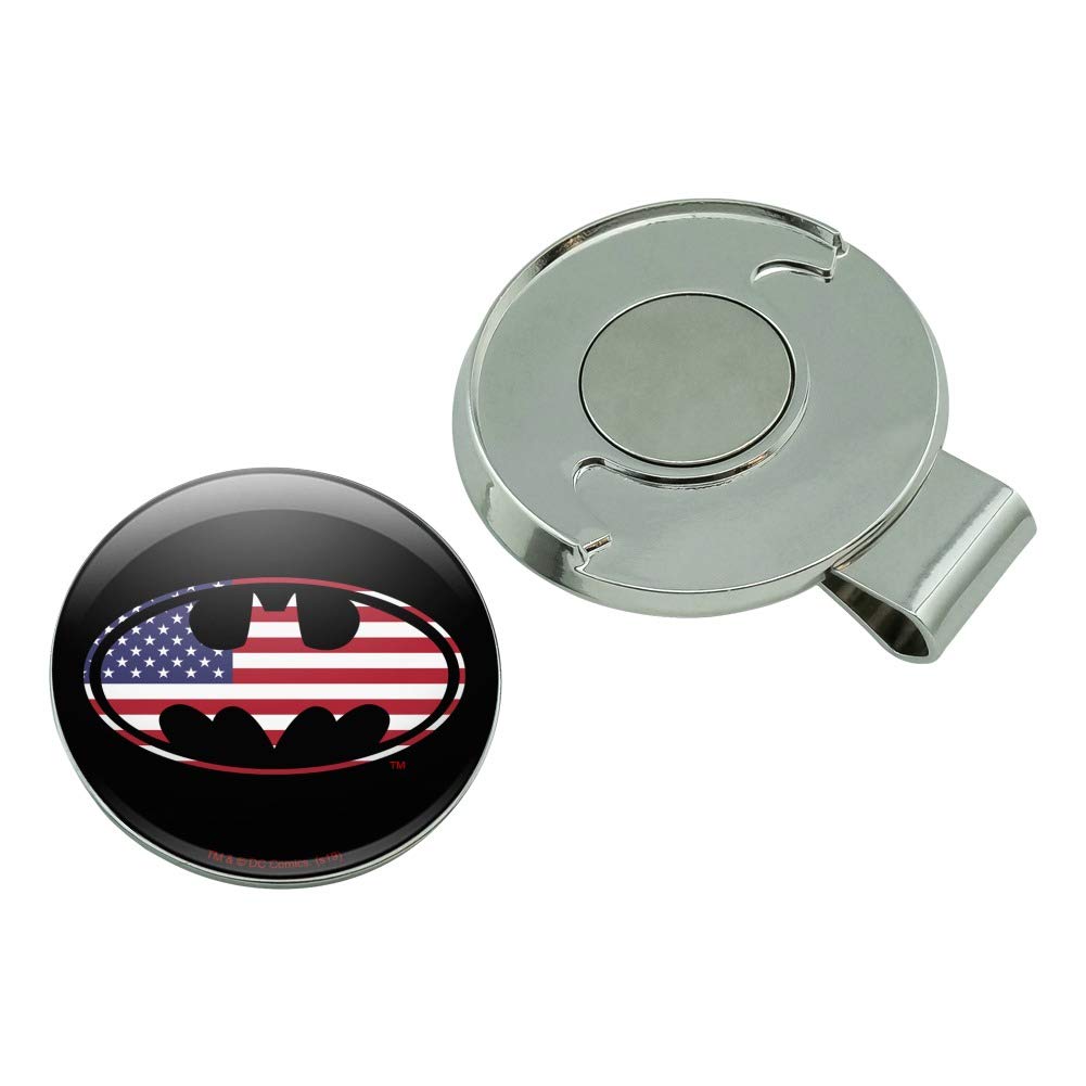 Batman USA American Flag Shield Logo Golf Hat Clip with Magnetic Ball Marker - Stylish Golf Accessory for Fans & Patriotic Golfers
