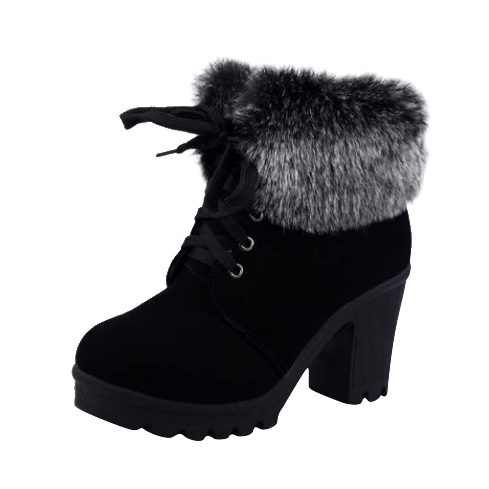 RUIY Women's Fashion Mid-Heel Hairy Casual Boots - Leather Brick Brown Shoes Size 9 for Fall & Winter Outfits, Office Wear & Date Night