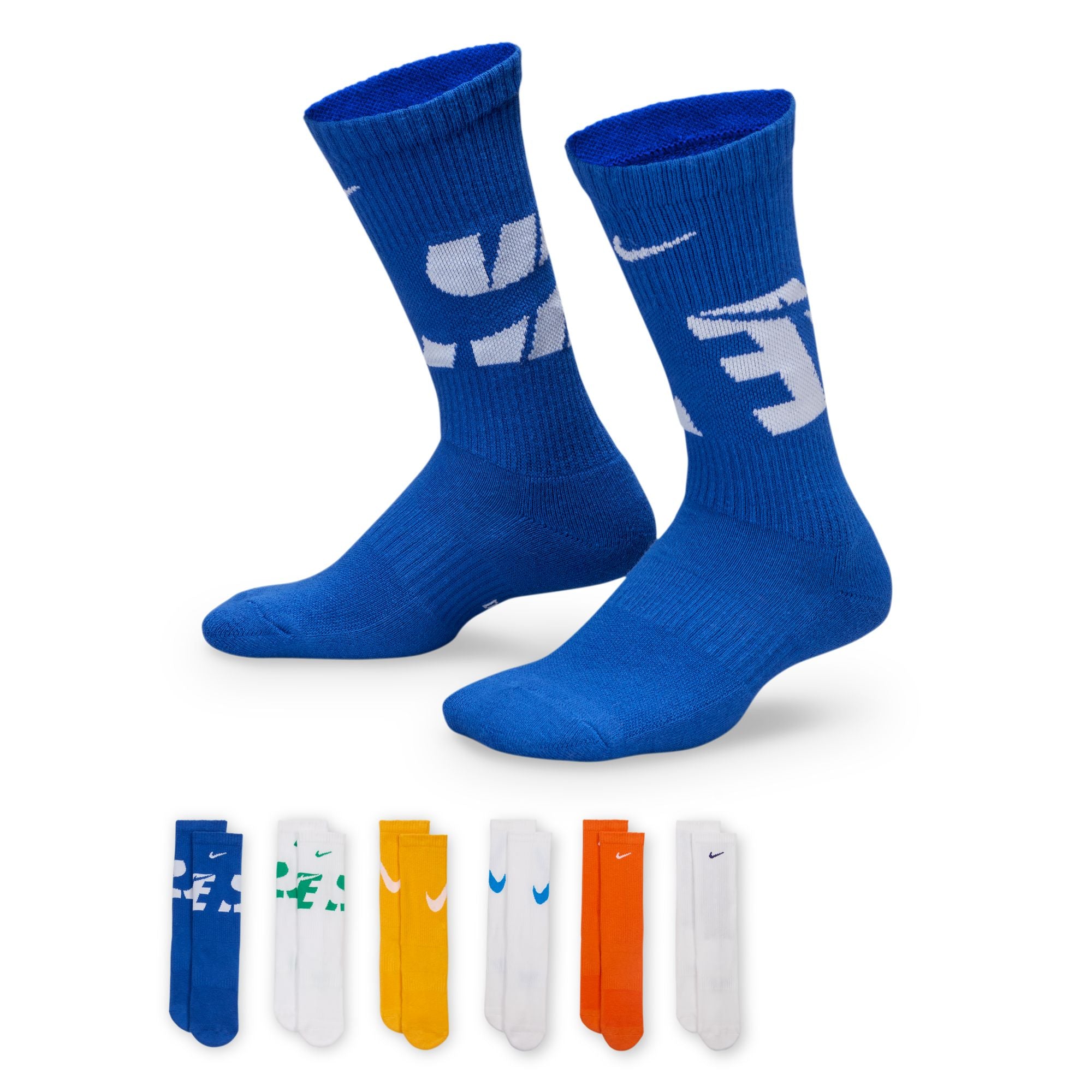 Nike Boys' Youth Everyday Cushion Crew Socks 6-Pack - Soft & Breathable for School, Sports & Daily Wear