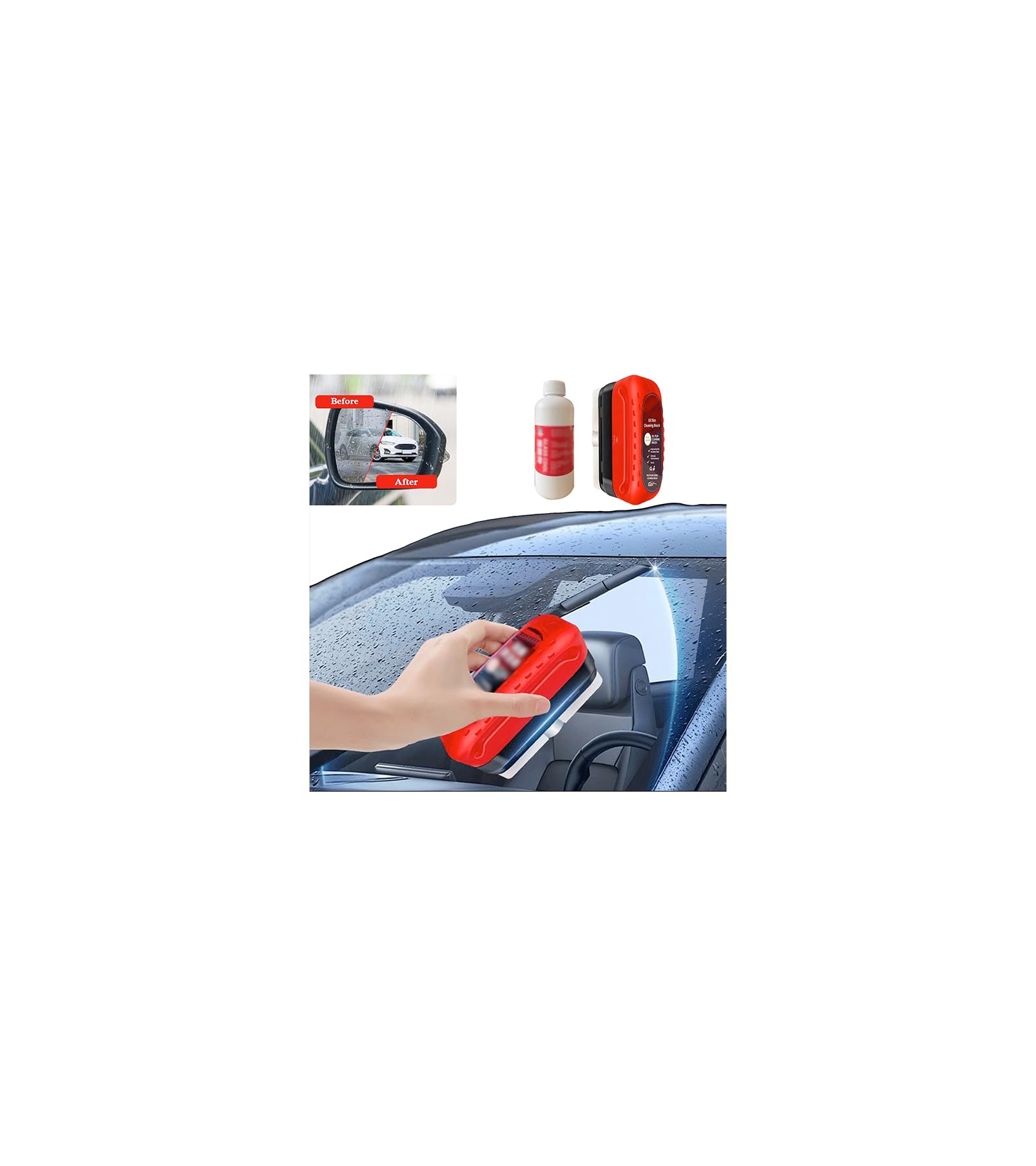 2024 Car Glass Oil Film Remover & Hydrophobic Coating Kit - Universal Windshield Cleaning Brush Set with Refillable Wipes | Perfect for Auto Detailing, DIY Car Care & Windshield Maintenance
