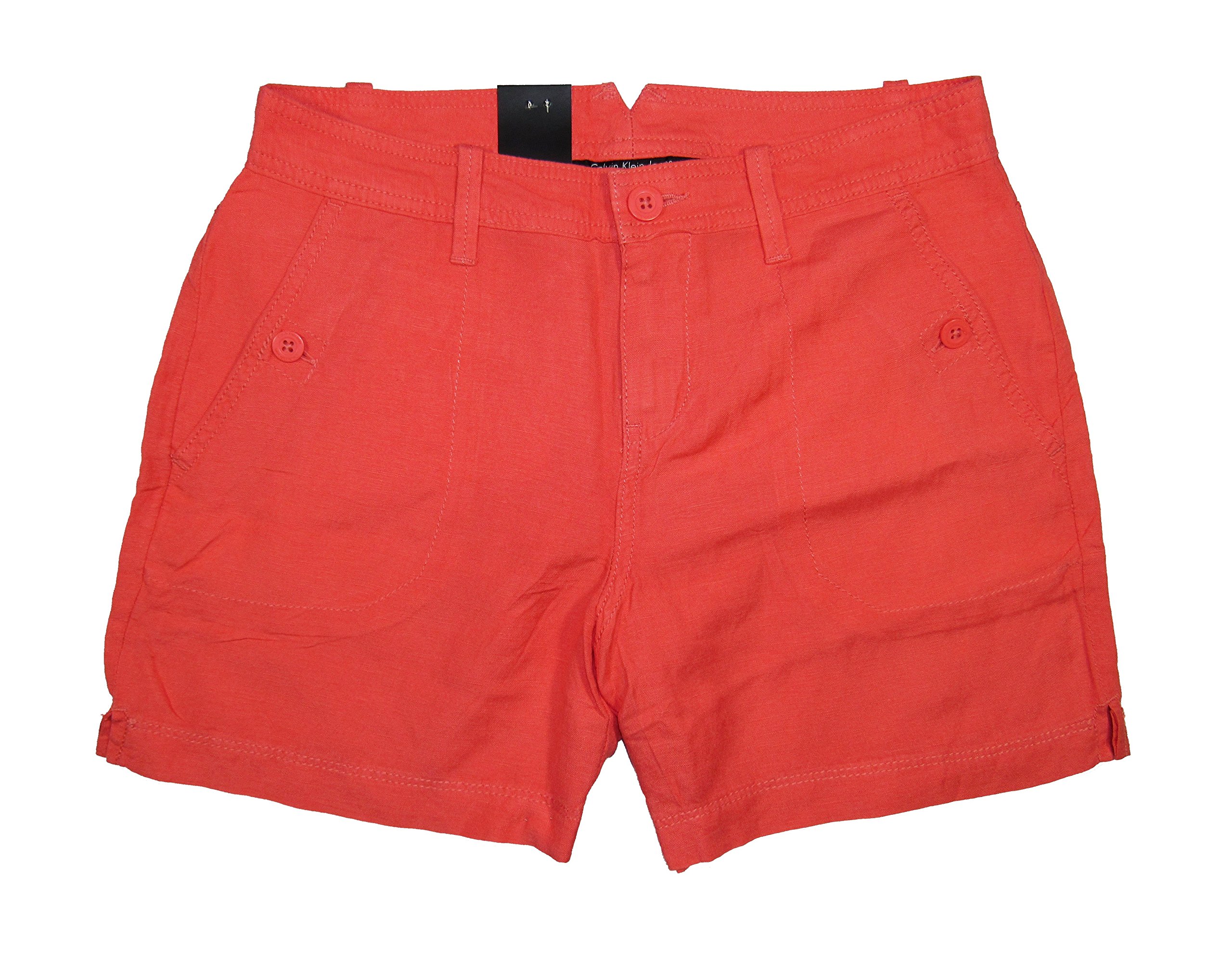 Calvin Klein Women's Linen Shorts Size 12 in Porcelain Rose - Breathable Summer Casual Shorts for Beach, Vacation & Everyday Wear