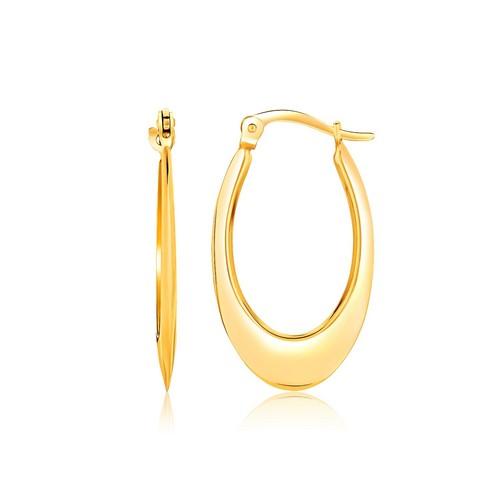 14K Yellow Gold Graduated Puff Open Oval Hoop Earrings for Women - Elegant Dangle Earrings for Parties, Weddings & Everyday Wear
