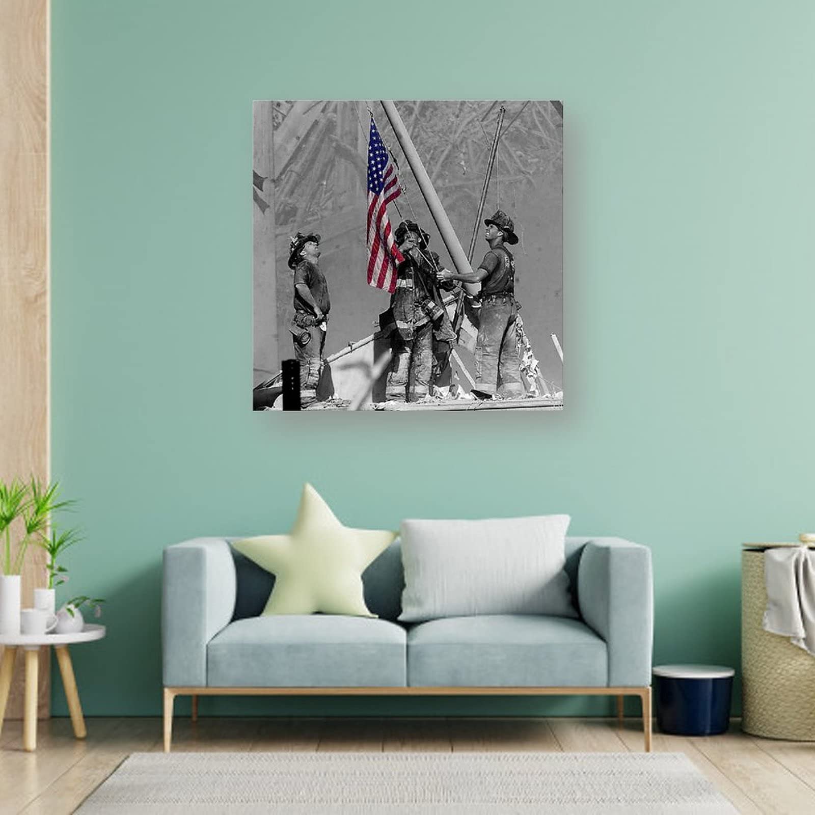 HUIBEI September 11th Memorial Art Poster - 3-Pack 12x12 Inch (30x30cm) Canvas Wall Art for Living Room & Bedroom - Patriotic Home Decor for 9/11 Remembrance Day, Office or Classroom Display