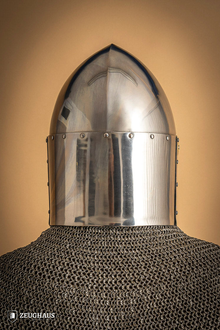 Great Helmet Sugar Loaf 2mm Polished - Premium Medieval Helmet for LARP, Cosplay & Historical Reenactment