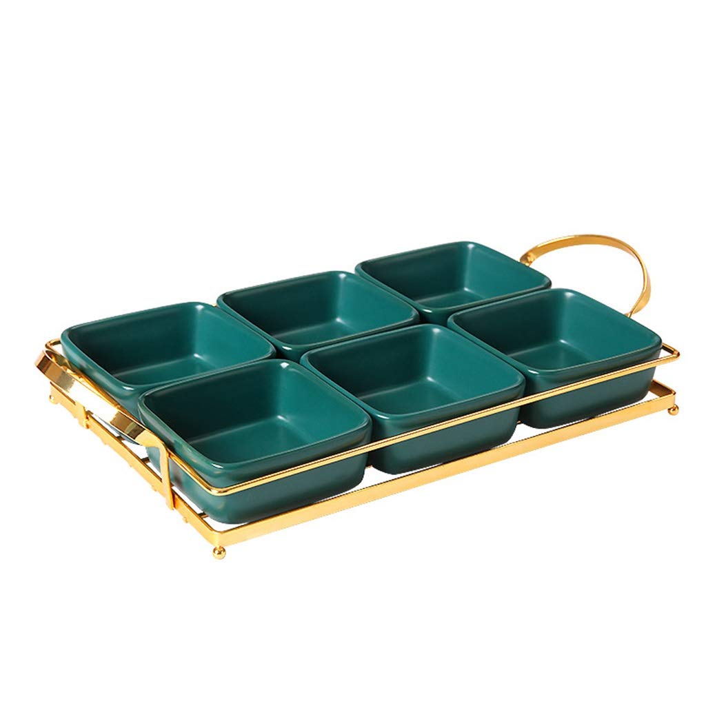 Multifunctional Snack Dish Set - 6-Piece Colorful Serving Plates for Fruits, Nuts, Candy, French Fries & Salad | Perfect for Parties, Picnics & Home Entertaining (Green)