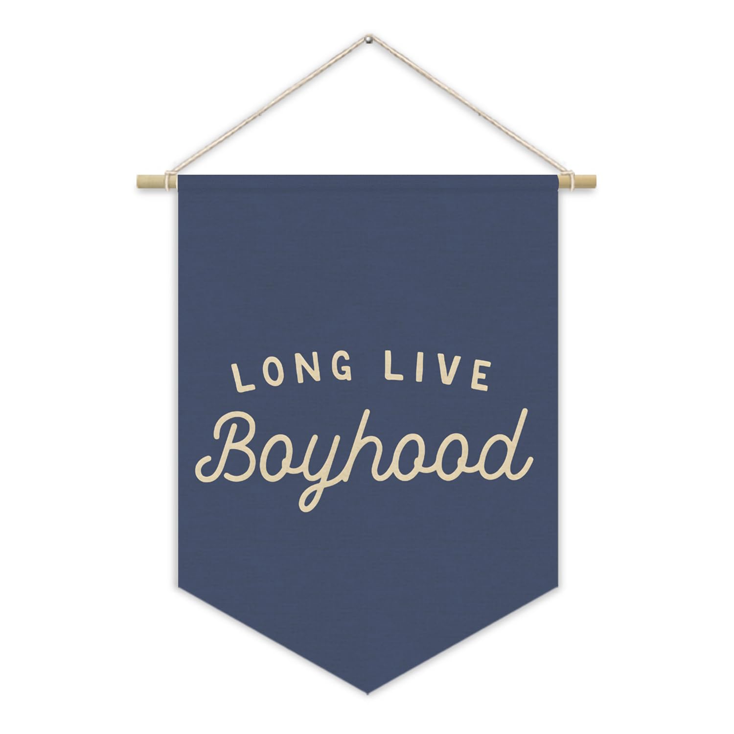 Navy Blue Boys Room Decor - Long Live Boyhood Canvas Banner for Nursery, Playroom & Teen Bedroom - 15x11 Inch Wall Hanging Flag - Perfect for Toddler Decorations, Birthday Parties & Boys Bedroom Themes