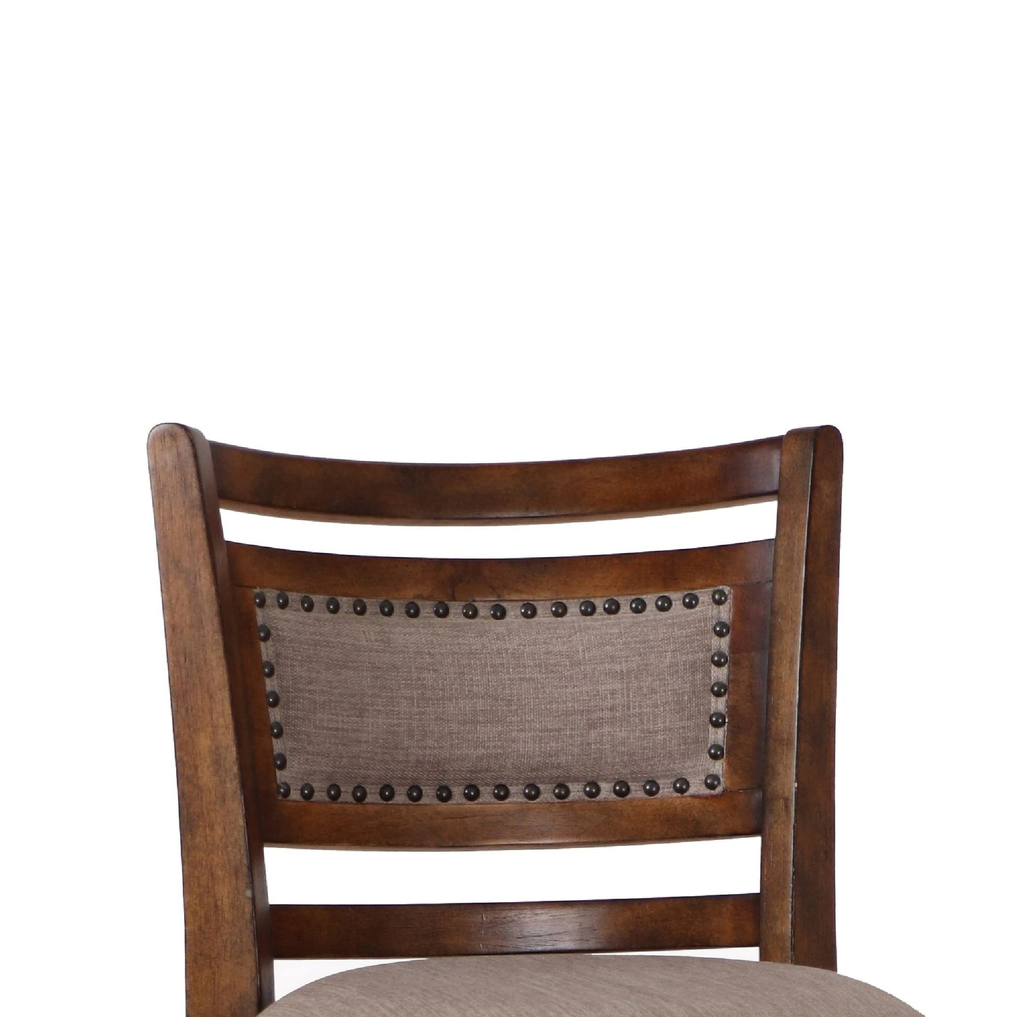 Benjara Curved Swivel Bar Stool with Fabric Padded Seat - Brown & Beige Counter Height Stool for Kitchen Island, Breakfast Bar & Home Decor