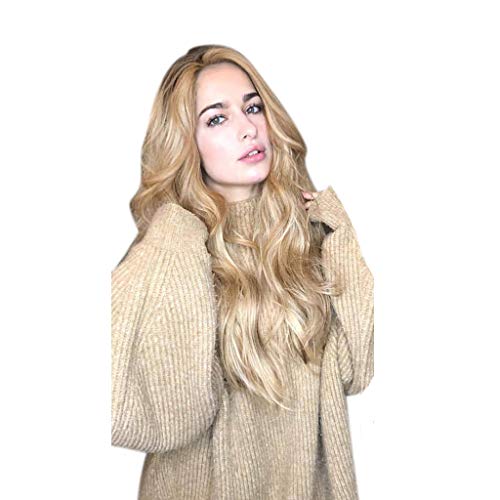 Gradient Headband Wig for Women - Synthetic Natural Gold Long Curly Mix Wig with Deep Waves | Perfect for Cosplay, Parties, and Daily Styling