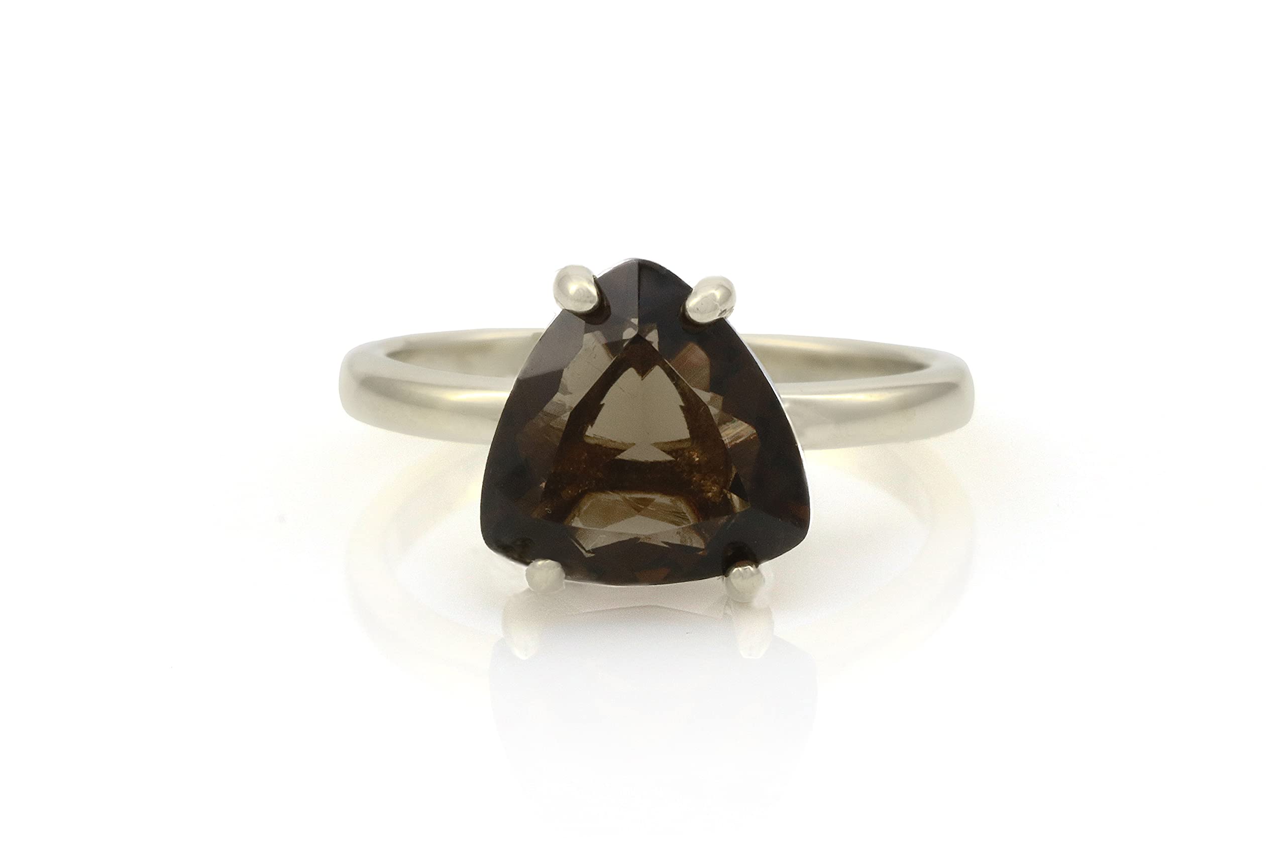 Sterling Silver Smoky Quartz Rings for Women - Handmade Gemstone Jewelry - Elegant Formal & Casual Rings with Free Jewelry Box - Perfect for Weddings, Parties & Everyday Wear