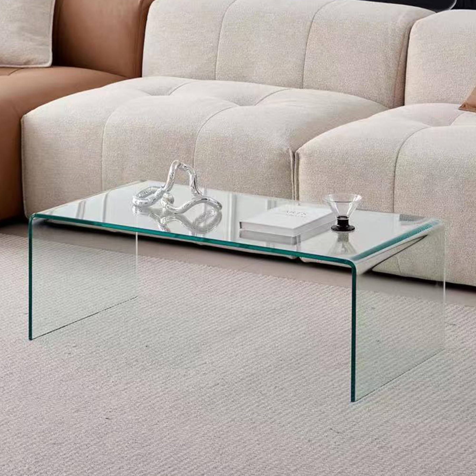 Modern Clear Tempered Glass Coffee Table 39.4