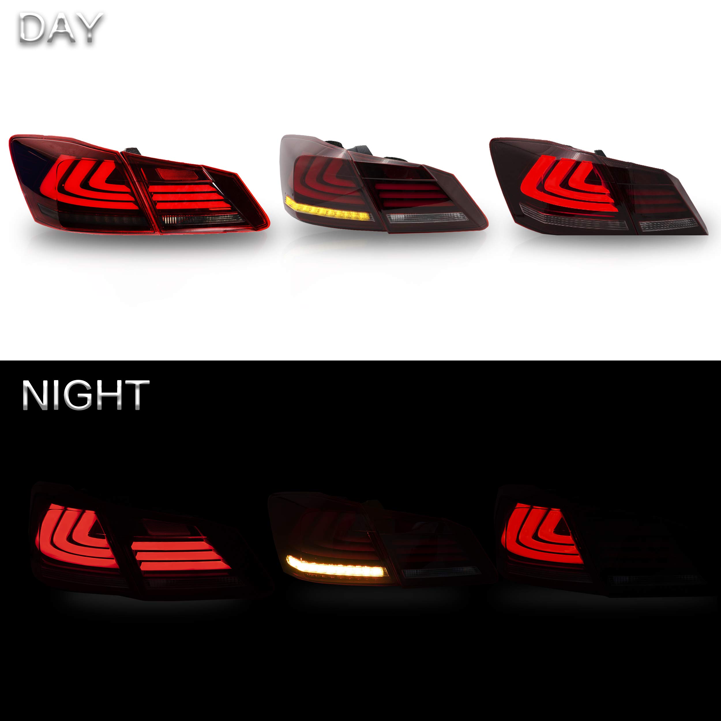 VLAND LED Tail Lights Assembly Compatible with 2013-2015 Honda Accord (Excludes LX, Sport Sedan & Touring Models) - Upgrade Your Car's Rear Lighting for Enhanced Safety & Style