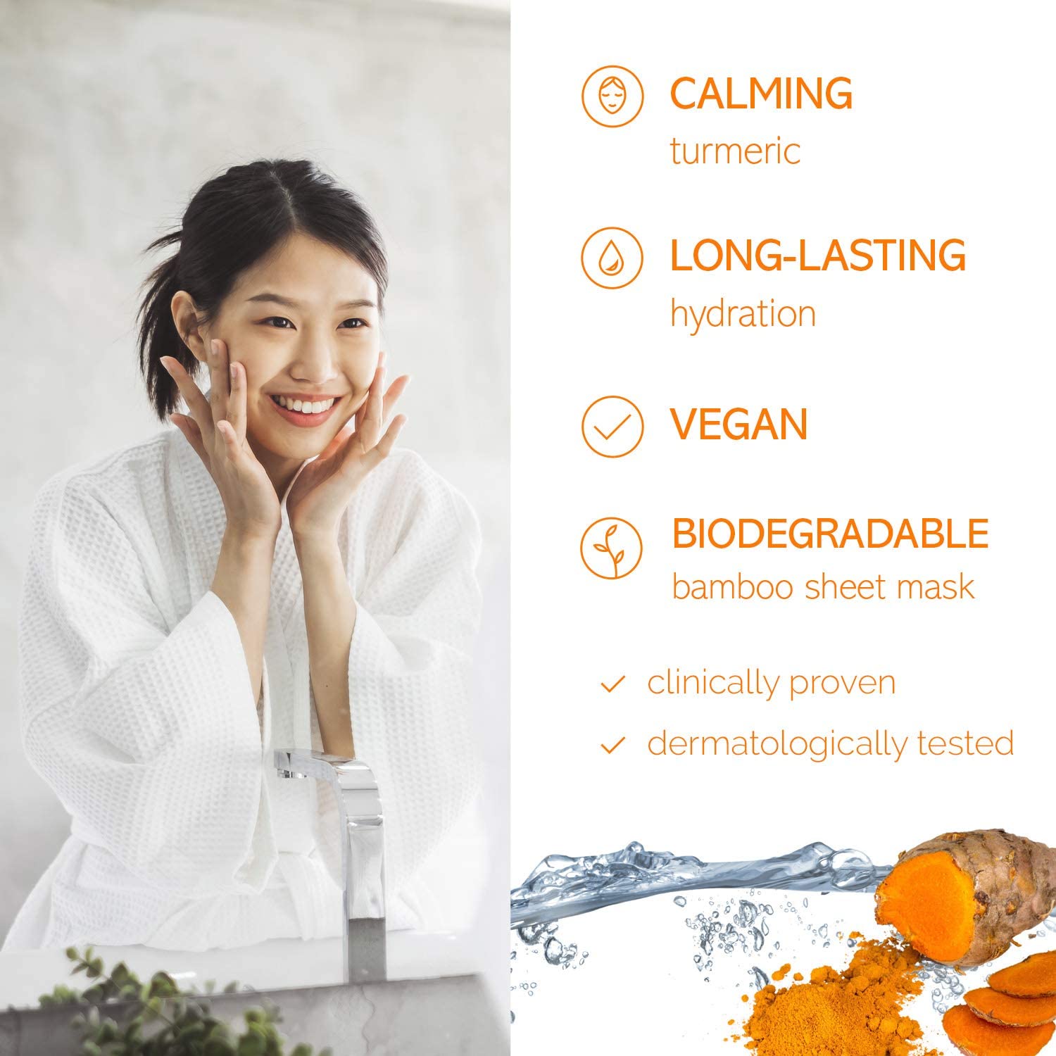 7th Heaven Superfood Intense Hydration Turmeric Biodegradable Bamboo Sheet Mask 24g - Cruelty-Free Vegan Face Mask with Aloe Vera for Soothing & Glowing Skin | Pack of 1 | Perfect for Spa Nights, Self-Care Routines & Post-Sun Skin Recovery