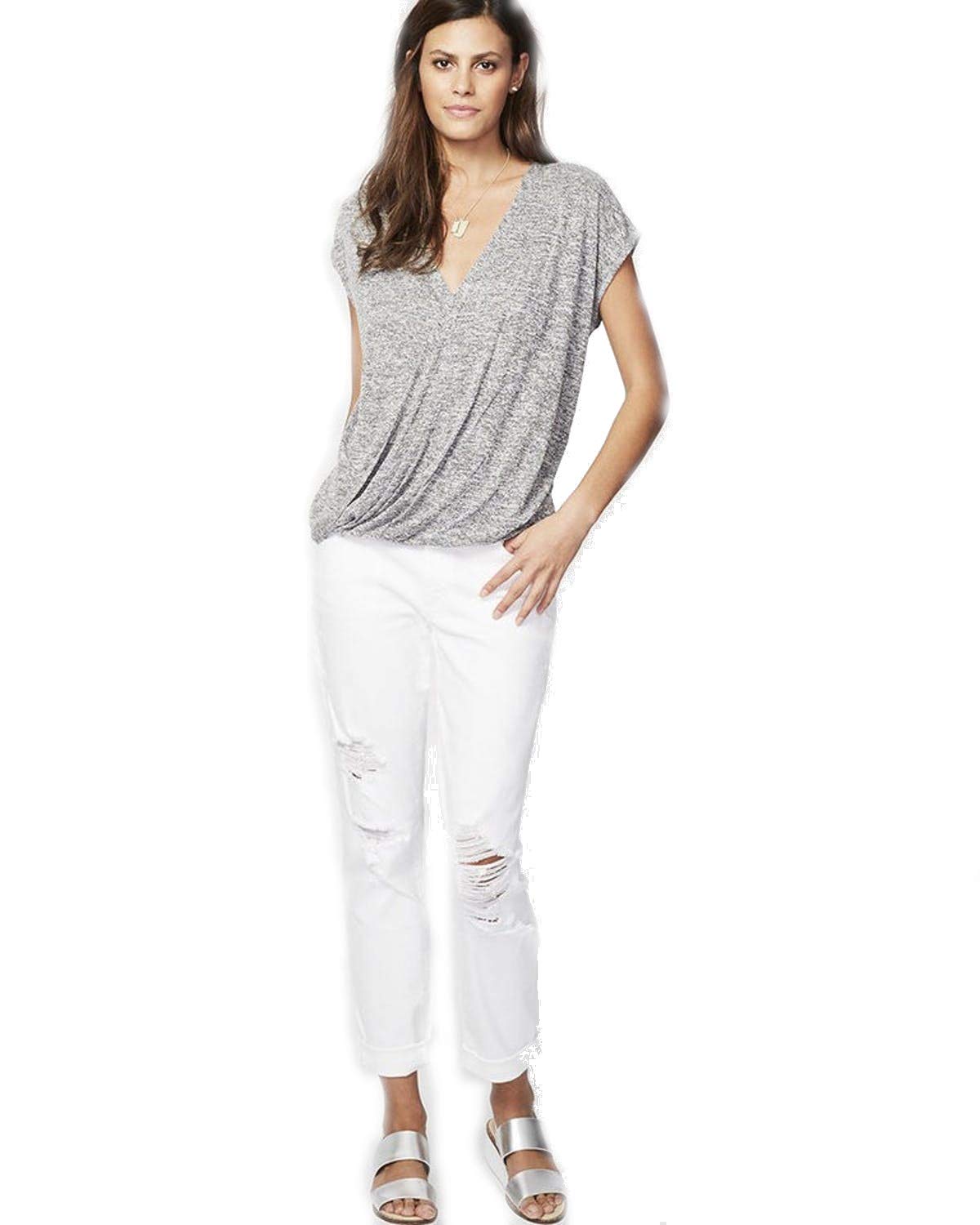 Rachel Roy Women's Ripped Black Dahlia Wash Girlfriend Jeans - Size 31 White | Distressed Denim Pants for Casual Wear, Date Night & Everyday Outfits