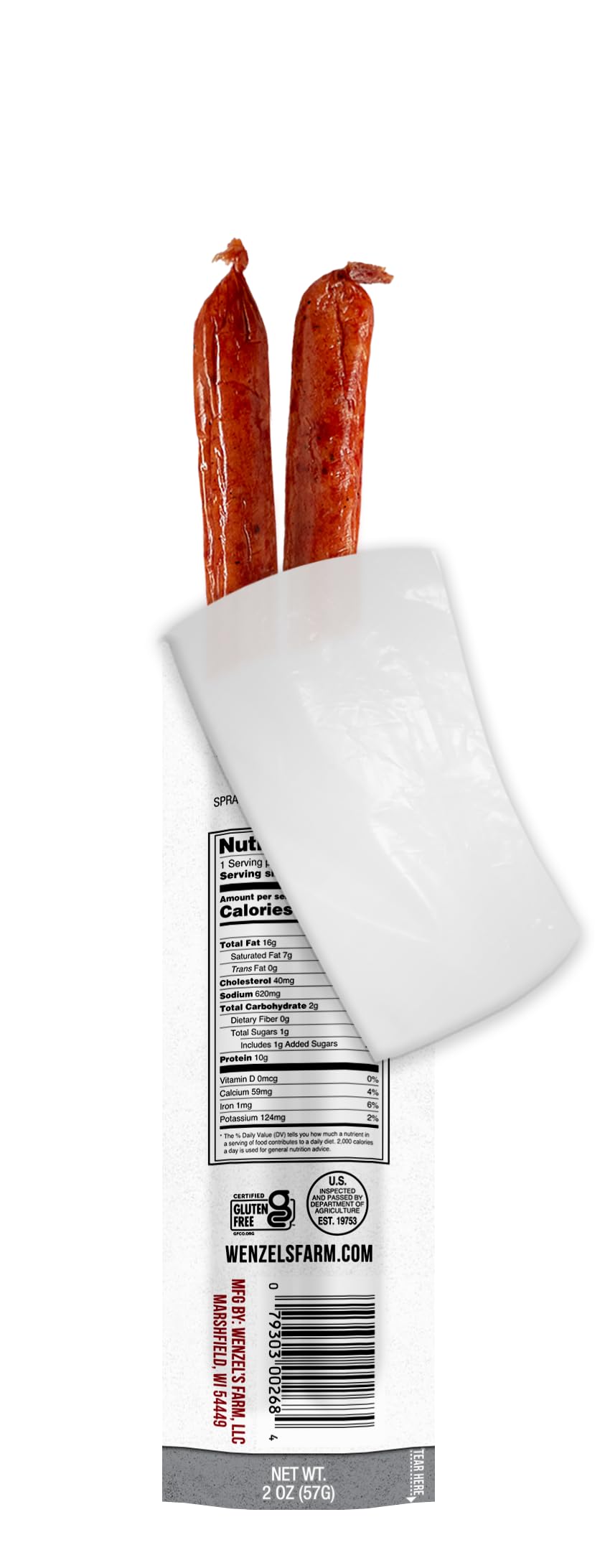 Wenzel’s Farm Beef & Pepperjack Cheese Sticks | Natural Smoked Snack | High Protein, Low Carb, Gluten Free | No MSG, Fillers or Binders | 16 Sticks (8 Packs of 2) | Perfect for Keto Diet, Hiking, Camping & On-the-Go Snacking