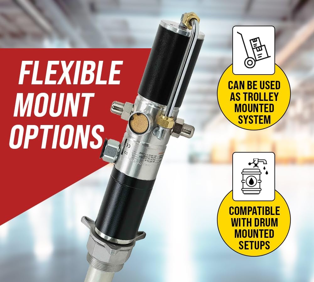 Mytee 1:1 Ratio Air Operated Oil Transfer Pump for 55 Gallon (205L) Drums - 40LPM (10.58GPM) Double Action SA80 Oil Pump - Ideal for Industrial Lubricant Transfer, Automotive Workshops & Drum Storage Facilities