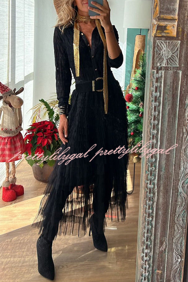 Be Your Own City Queen - Elegant Tiered Elastic Waist Tulle Maxi Skirt for Women | Perfect for Weddings, Parties & Special Occasions