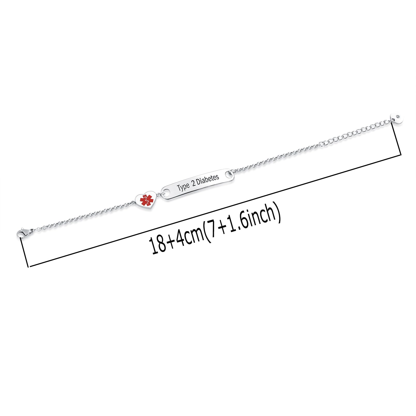 Heart Medical Alert ID Bracelet for Women - Stainless Steel Adjustable Emergency Health Bracelet with Engraved Info - Perfect for Seniors, Allergies & Medical Conditions (Ideal for Daily Wear & Travel Safety)
