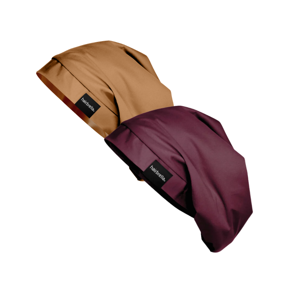 Hairbrella Satin Lined Sleep Cap for Curly & Natural Hair - 2 Pack Bundle | Soft & Breathable Night Cap for Hair Protection & Moisture Retention | Perfect for Bedtime, Travel & Salon Visits