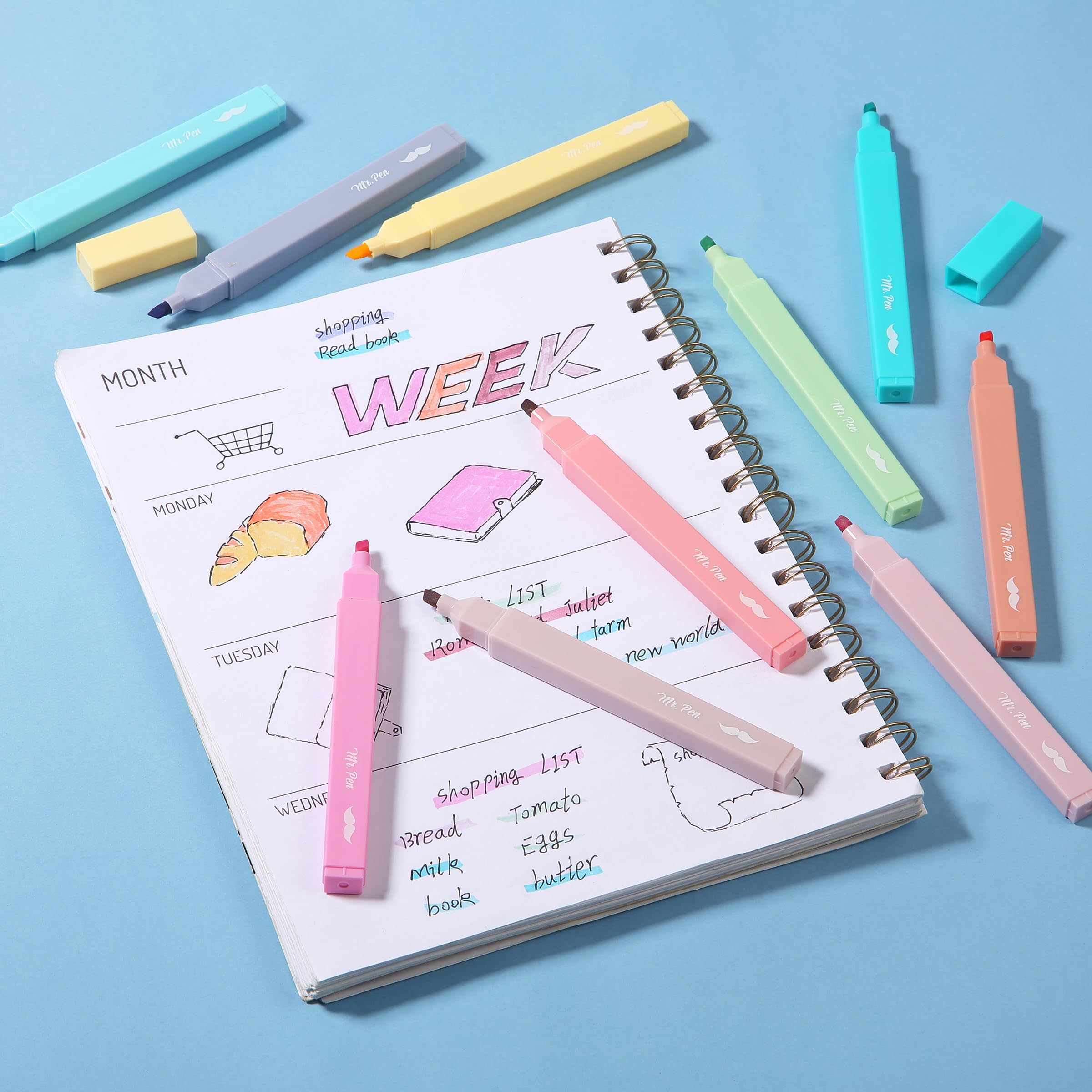 Pastel Chisel Tip Highlighters - 10 No Bleed Pens for Bible & Notes