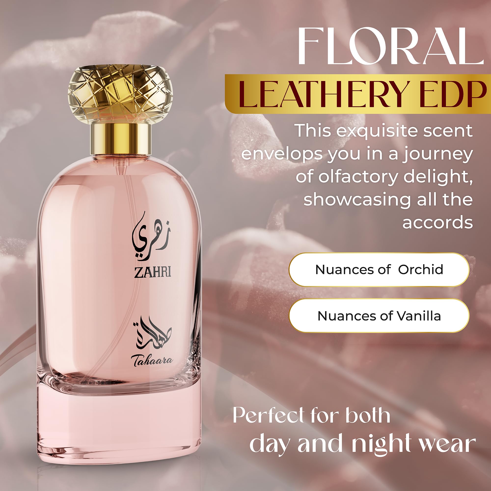 ZAHRI EDP Floral Leathery Eau de Parfum for Men & Women - 100ML Luxury Perfume with Floral & Smoky Notes - Day & Night Fragrance for Elegance & Confidence - Perfect for Office, Date Night & Special Occasions