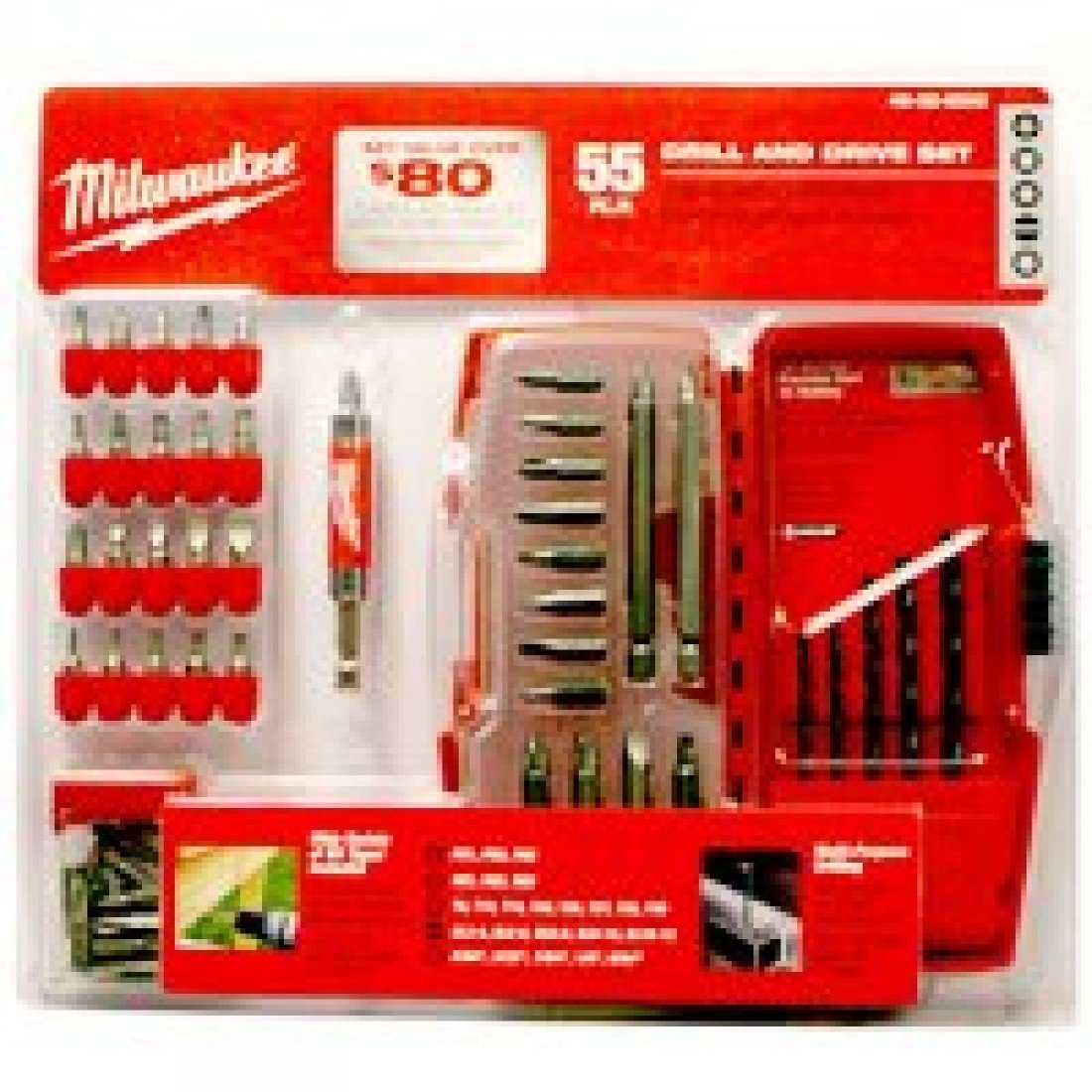 Milwaukee 48-32-8002 55-Piece Drill and Drive Bit Set - Premium Drill Bits & Driver Accessories for Wood, Metal & DIY Projects - Perfect for Home Improvement, Construction & Professional Use