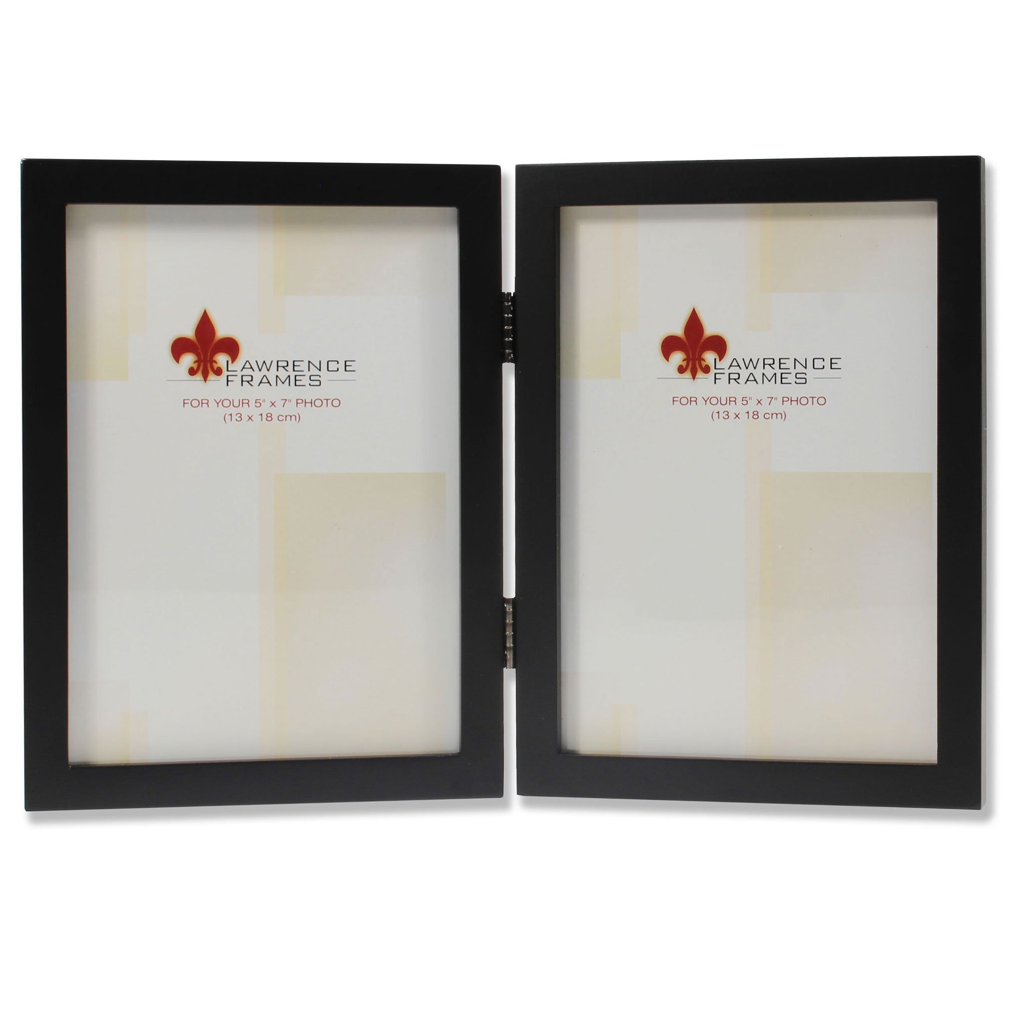 Lawrence Frames Hinged Double Black Wood Picture Frame 5x7 Inches - Gallery Collection for Wall Art, Photos, Certificates - Perfect for Home, Office & Gifts