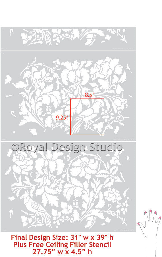 French Floral Damask Wall Stencil - Reusable DIY Painting Template for Home Decor, Bedroom, Nursery & Living Room - Perfect for Accent Walls, Furniture & Craft Projects