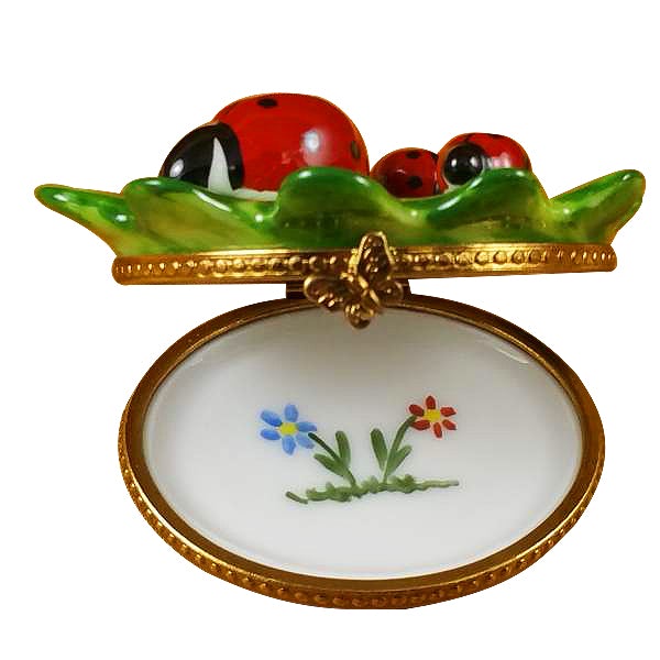 Ladybug Family Limoges Porcelain Box - Hand-Painted Collectible Trinket Jewelry Box for Home Decor, Gift Giving & Keepsake Storage