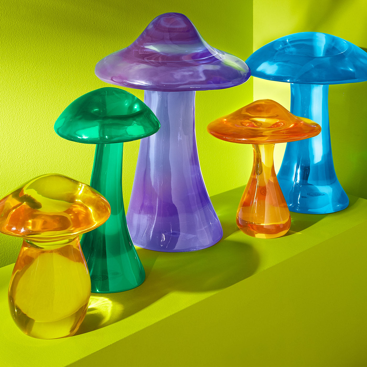 Vibrant Yellow Acrylic Mushroom Decor - Cute Modern Home Decoration for Living Room, Bedroom, Office & Gift Ideas