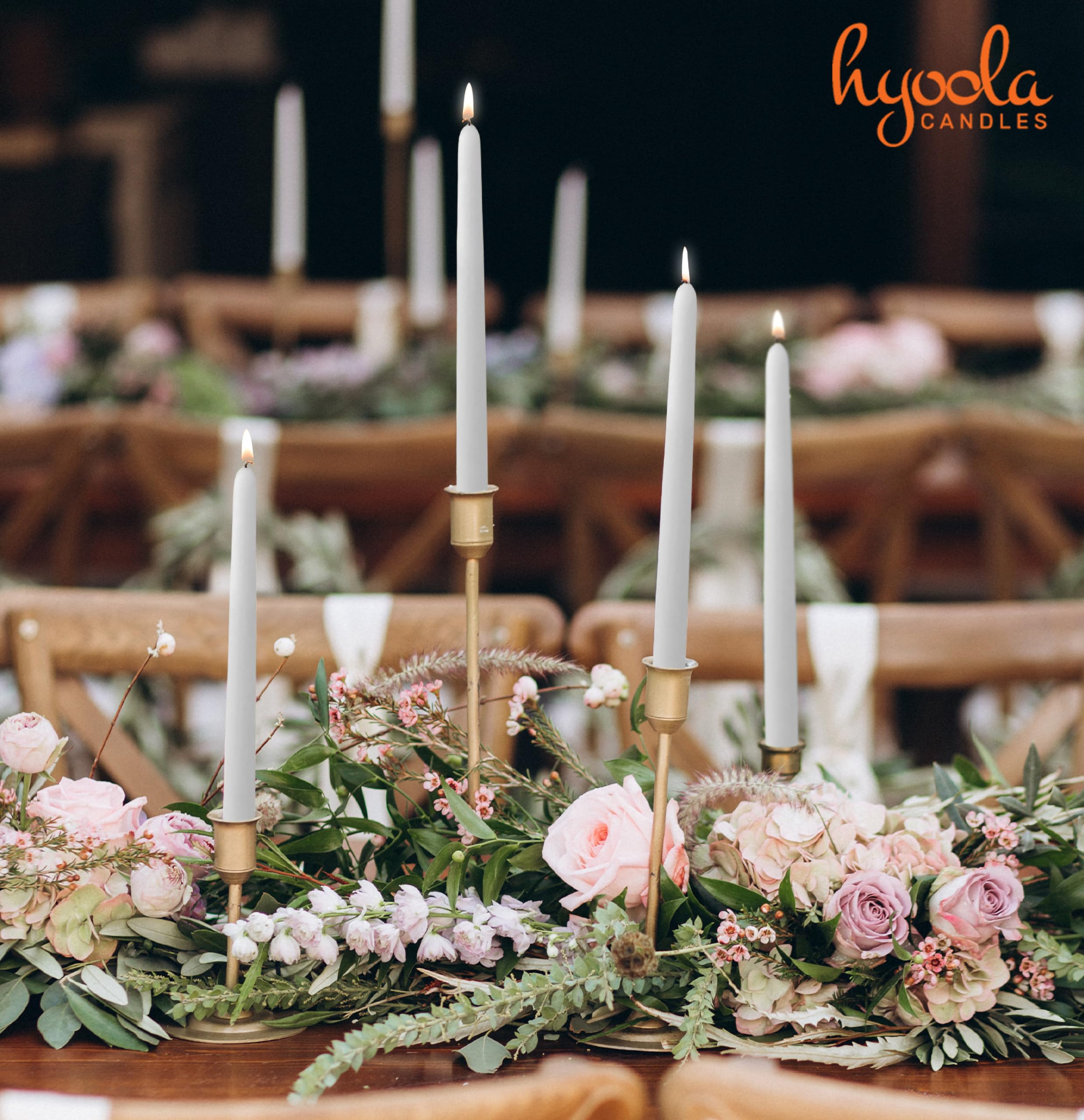 12 Pack 12 Inch White Unscented Taper Candles - Dripless Dinner Candles with Cotton Wicks - 10 Hour Burn Time - Perfect for Weddings, Holidays & Romantic Dinners