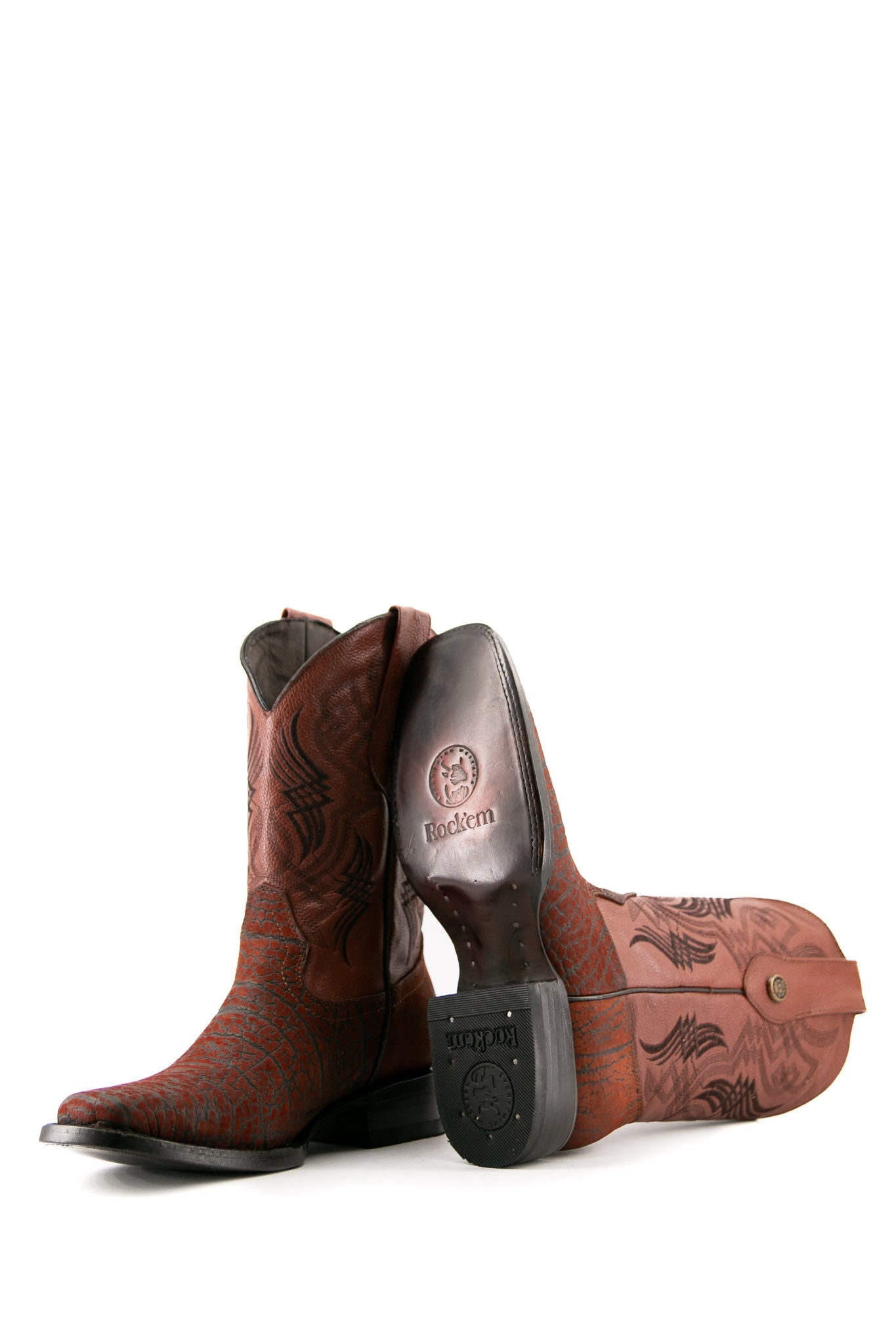 Texas Bull Neck Rodeo Cowboy Boots - Genuine Leather Western Riding Boots for Men & Women | Perfect for Rodeo, Country Dancing & Outdoor Adventures