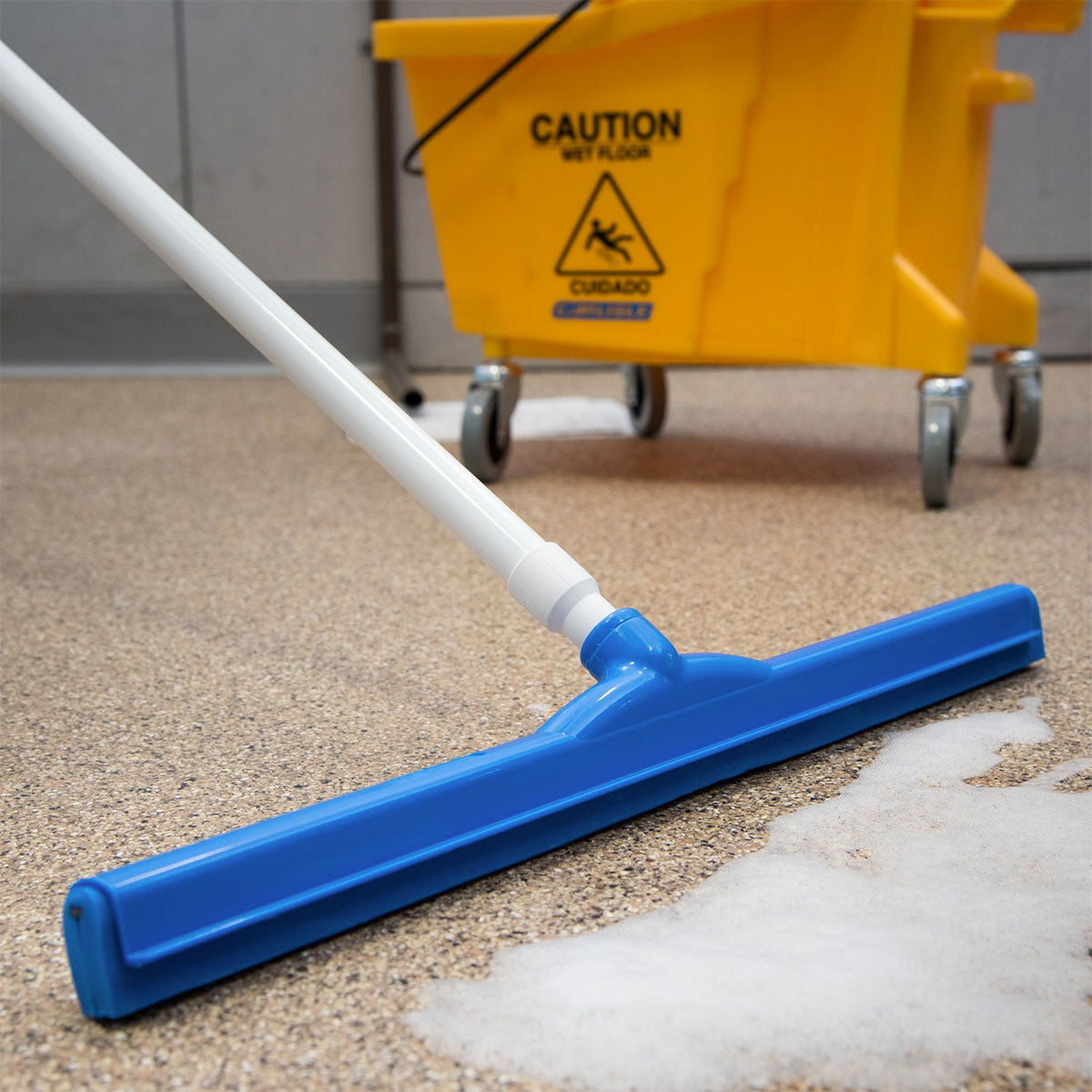 Carlisle 4156814 Sparta Spectrum Hygienic Floor Squeegee - 24 Inch Heavy Duty Rubber Blade for Commercial & Home Use - Blue - Ideal for Kitchen, Bathroom, Garage & Pool Cleaning