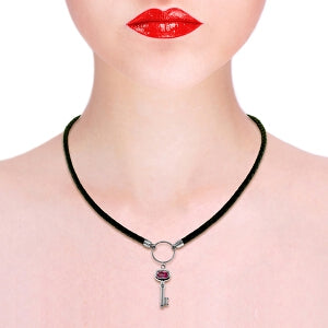 0.5 Carat 14K Solid White Gold Pink Topaz Leather Key Necklace - Elegant Jewelry Gift for Women, Perfect for Valentine's Day, Anniversary & Special Occasions
