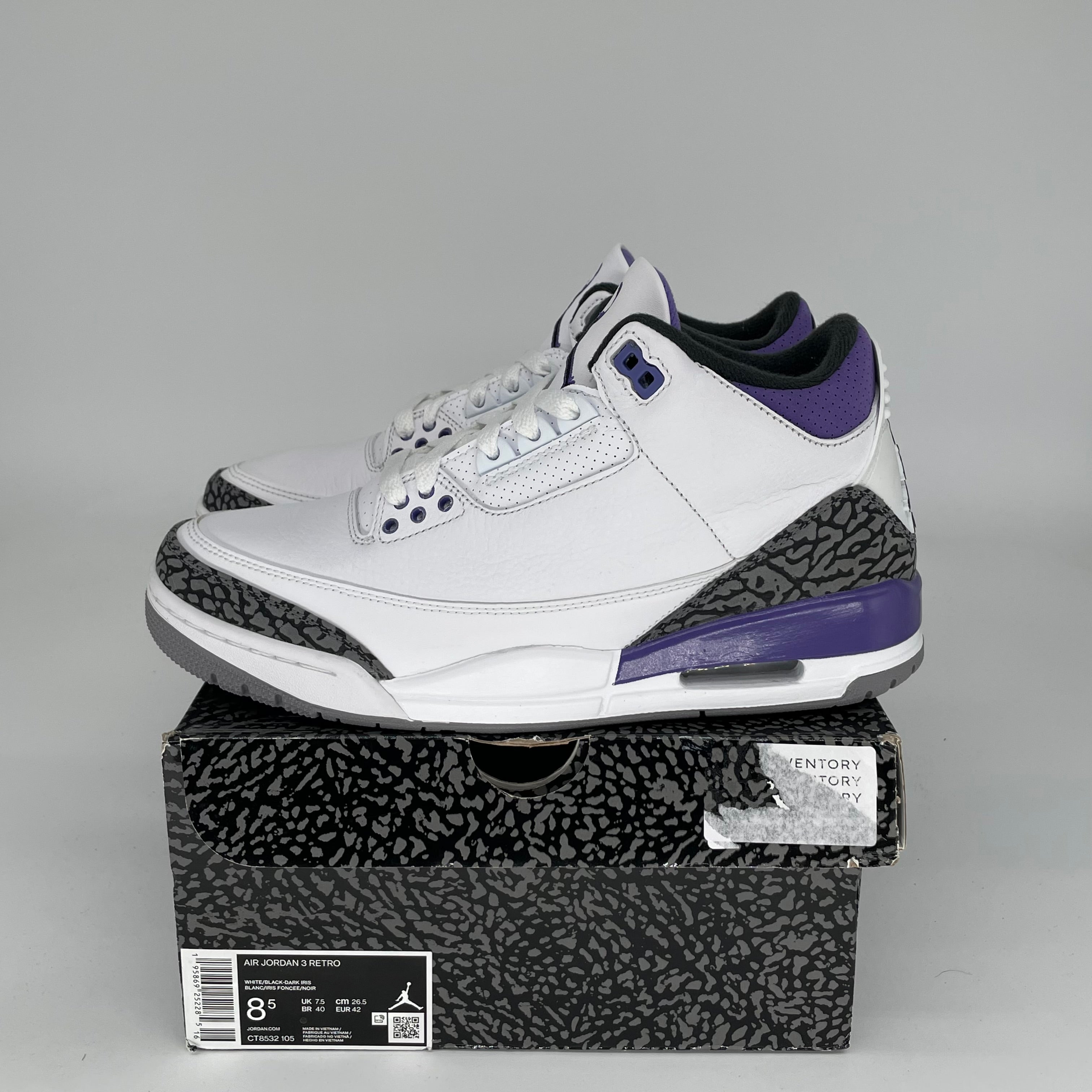 AIR JORDAN 3 DARK IRIS Men's Basketball Shoes Size 8.5 - CT8532 105 Retro Sneakers for Running, Gym & Streetwear Fashion