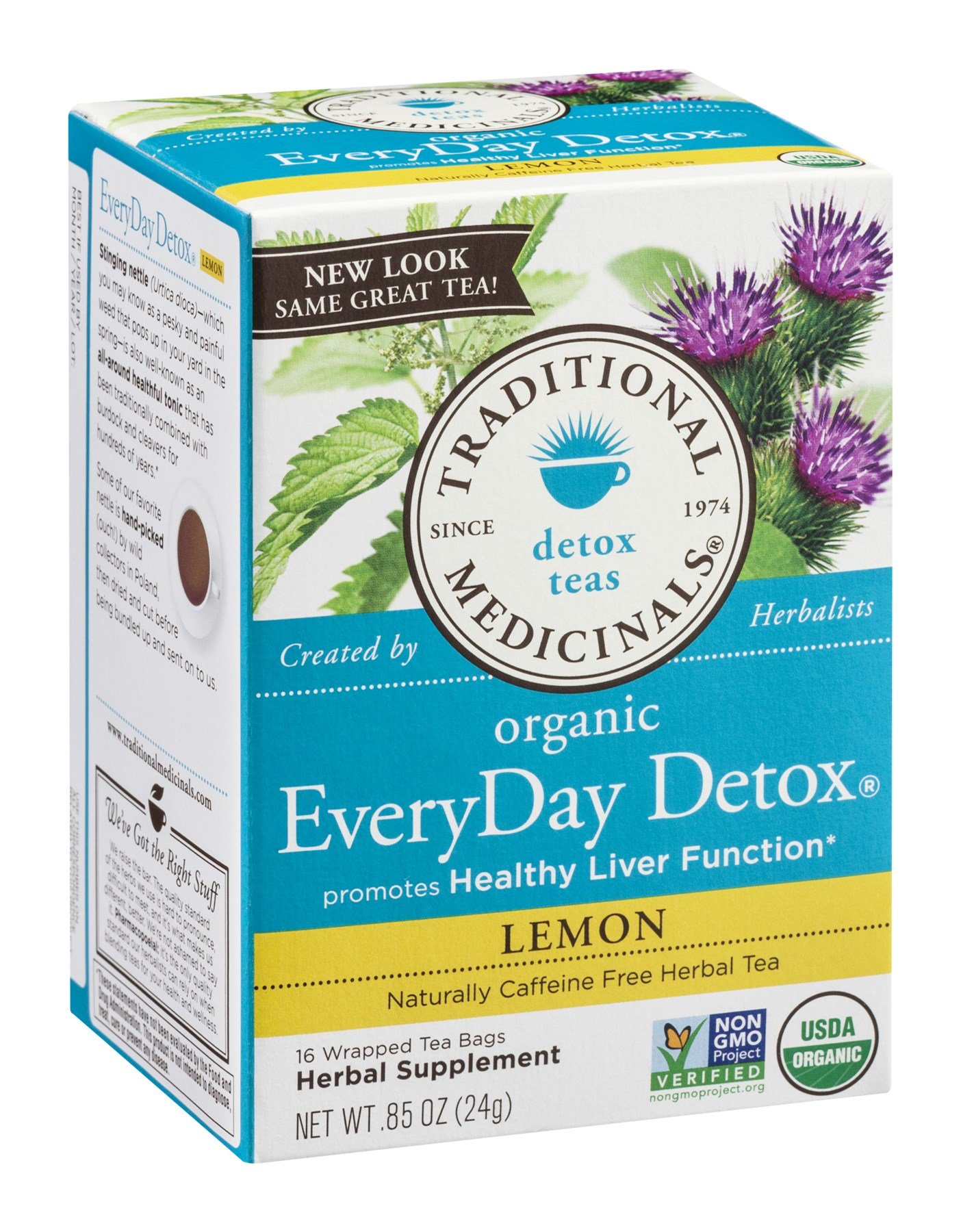 Organic Detox Lemon Tea Bags - 16 Count (24 Box Bulk Multi-Pack) | Herbal Wellness, Daily Cleansing & Relaxation | Perfect for Morning Routine, Afternoon Boost or Evening Wind-Down