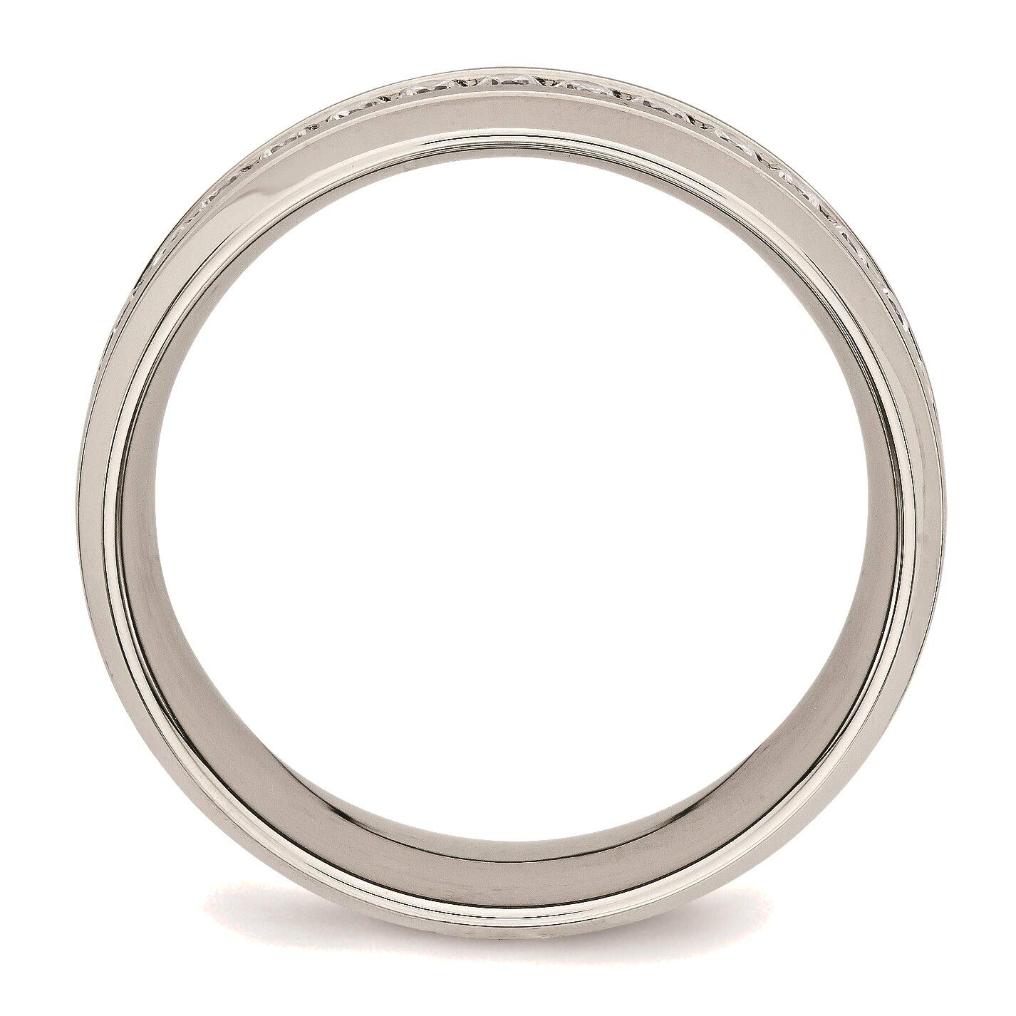 Bonyak Stainless Steel CZ Ring for Women - Polished Half Round Grooved Design, Size 11 - Perfect for Wedding, Anniversary & Everyday Elegant Jewelry