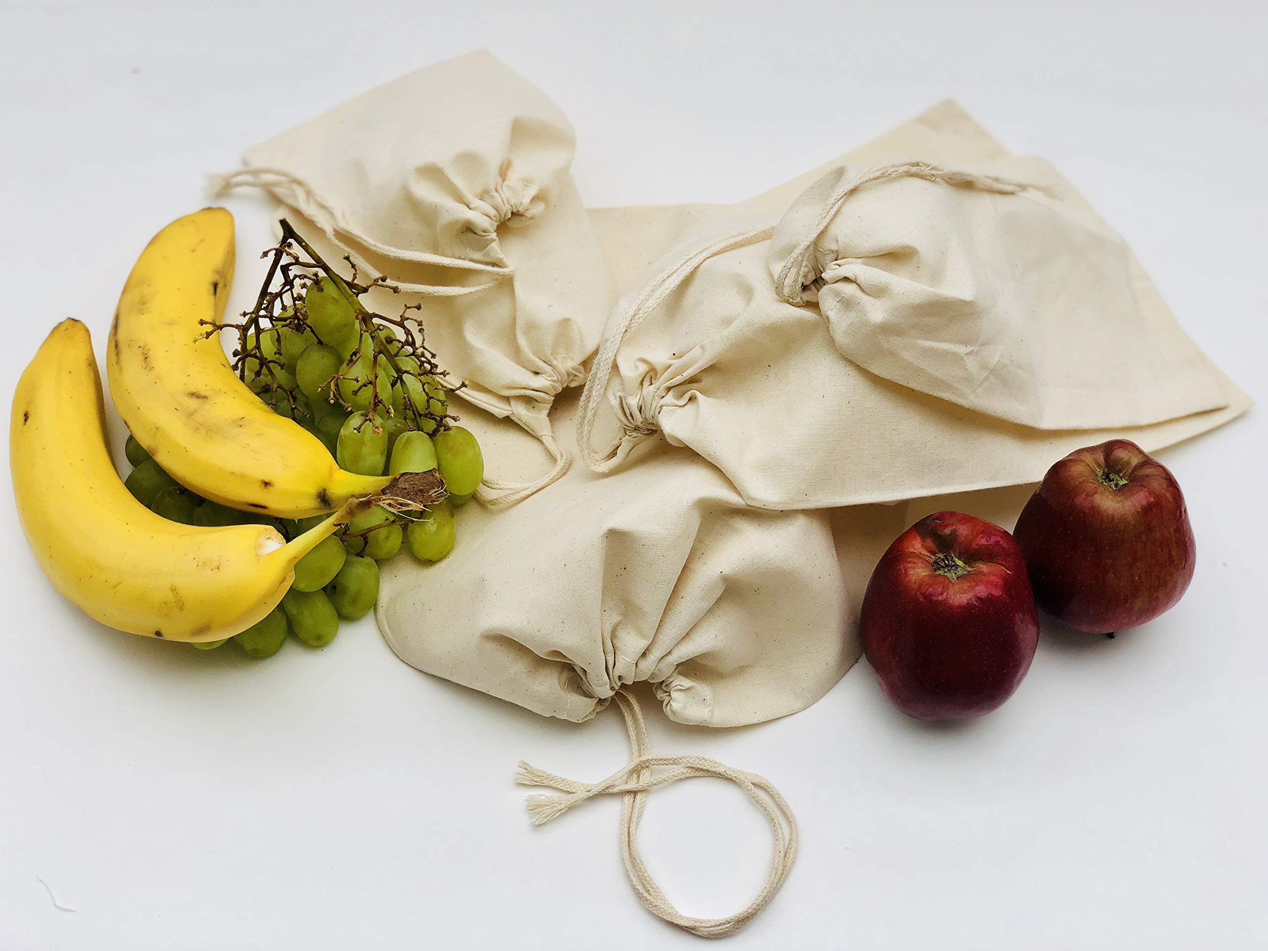 100% Organic Cotton Muslin Drawstring Bags - Premium Eco-Friendly Reusable Bags (3