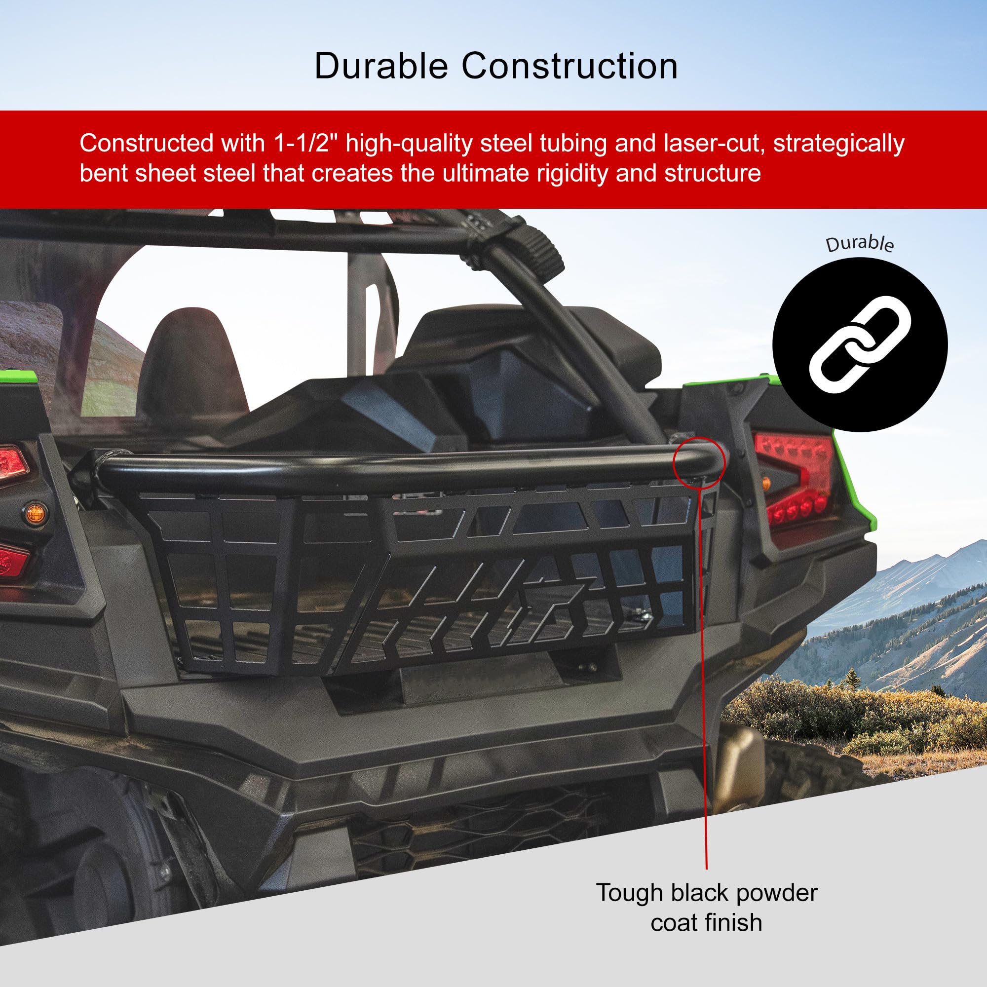 Tusk Cargo Barricade Black Powder Coated - Heavy Duty Cargo Rack for Kawasaki Teryx KRX 1000 (2020-2025) & KRX4 1000 (2023-2025) | Off-Road UTV Accessories for Hauling Gear & Outdoor Adventures