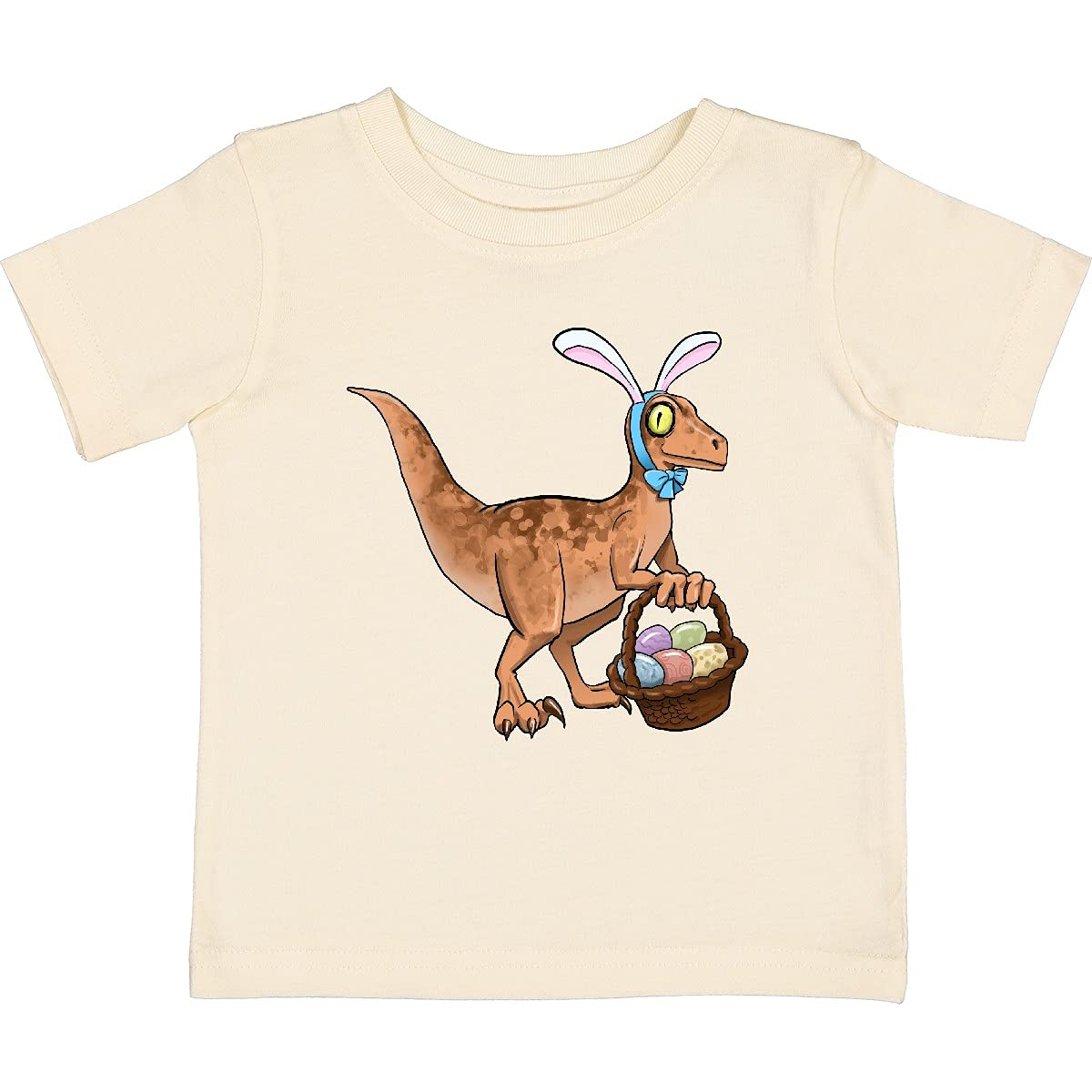 Inktastic Easter Velociraptor with Bunny Ears Baby T-Shirt - Cute Dinosaur Graphic Tee for Toddlers & Infants - Perfect for Easter Celebrations, Birthday Gifts & Playdates