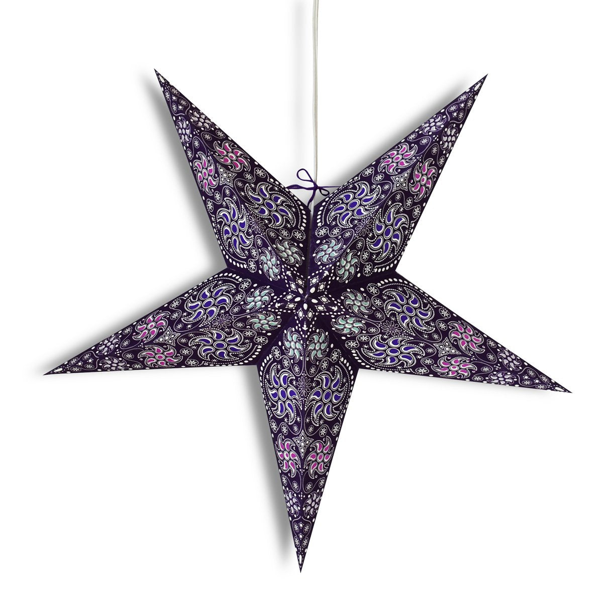 24 Pack Purple Winds Paper Star Lanterns - Hanging Wedding & Party Decorations for Indoor/Outdoor Events, Baby Showers & Home Decor