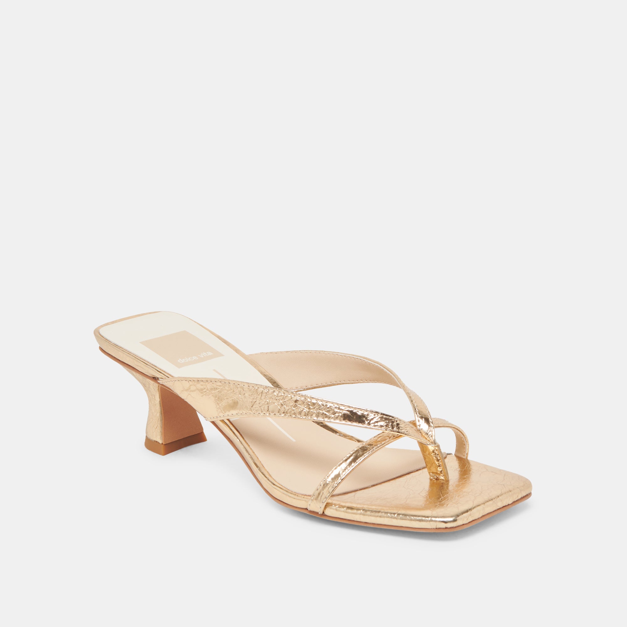 BREVEL Women's Gold Distressed Leather Heels - Stylish High Heels for Parties, Weddings & Evening Events