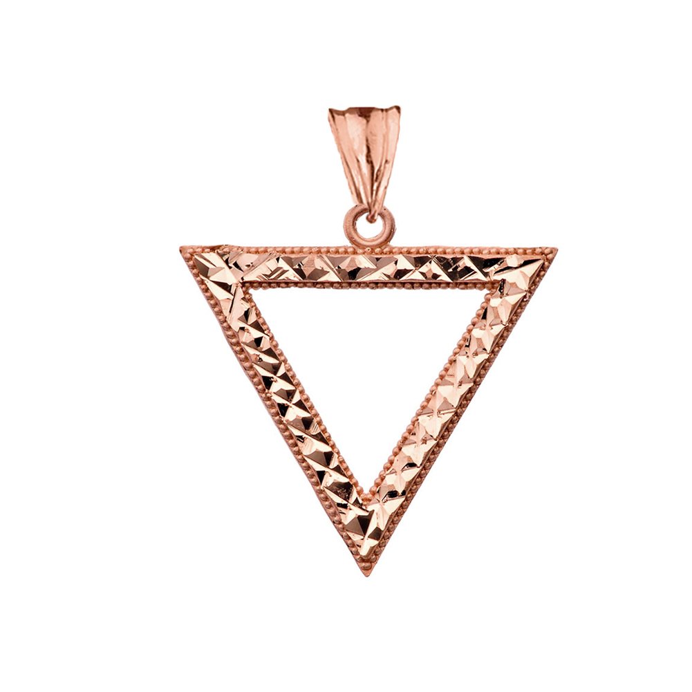 10k Rose Gold Open Triangle Charm Pendant Necklace for Women - Elegant Dainty Jewelry Gift for Birthday, Anniversary & Everyday Wear