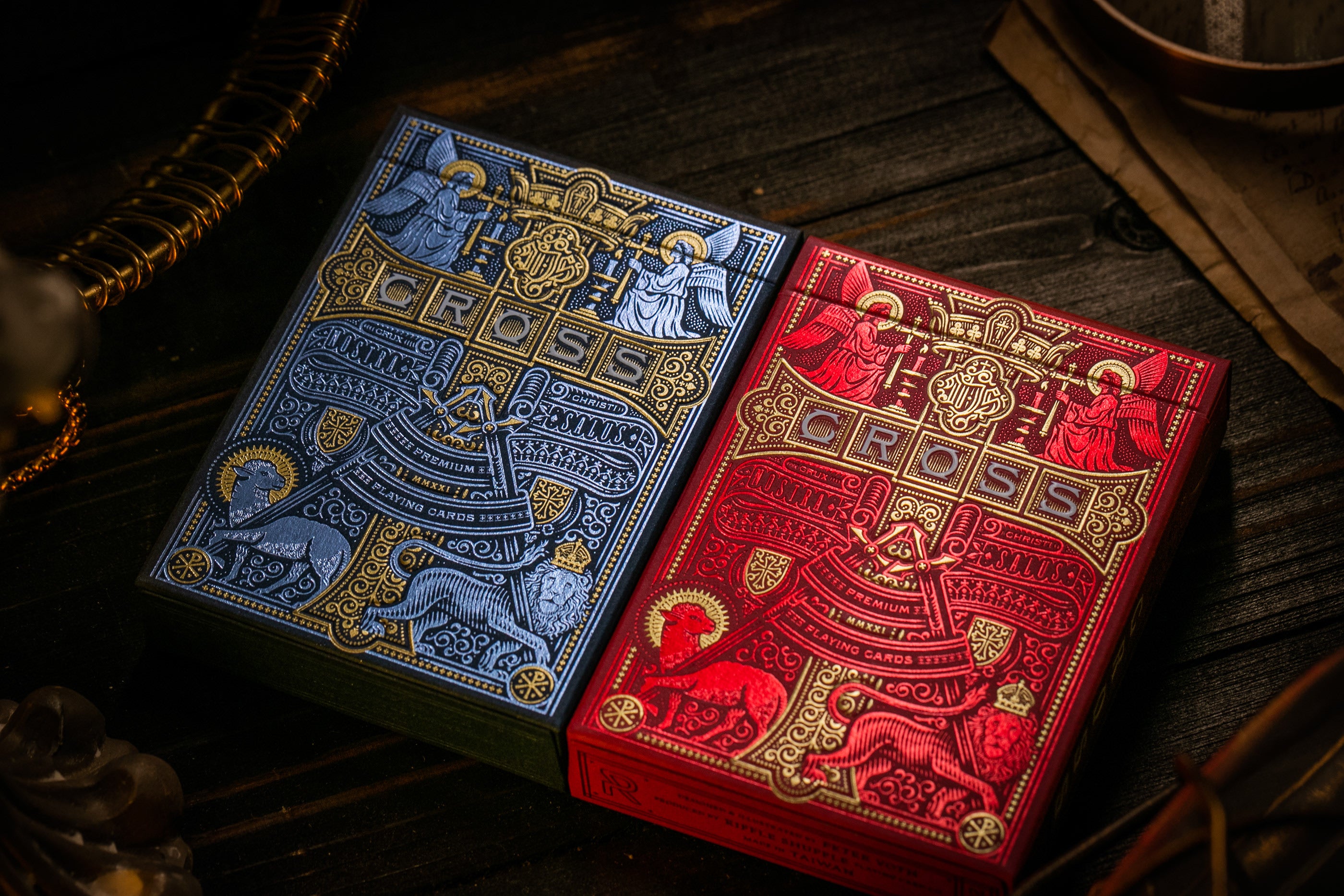 Gilded Cross Playing Cards - Red Maroon Martyrs Limited Edition (1 of 150) - Perfect for Collectors, Card Games, and Magic Tricks