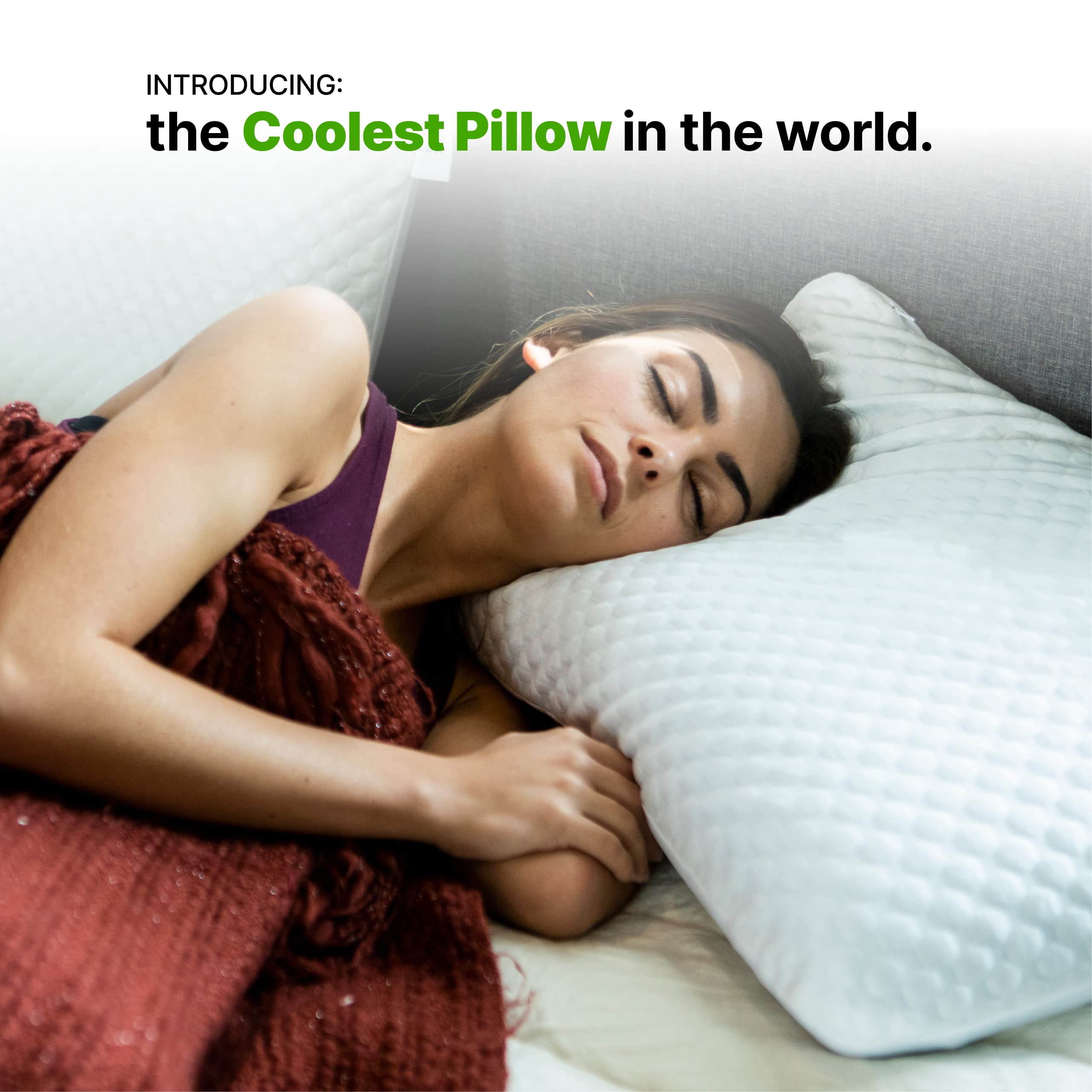 GhostBed Cooling Memory Foam Pillow - Firm Support for All Sleepers - Perfect for Hot Sleepers & Back Pain Relief