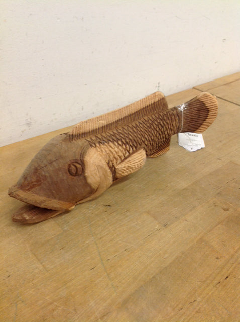 14 Carved Wood Fish - Handcrafted Wooden Fish Decor for Home & Office - Perfect for Wall Art, Shelf Display, and Coastal Themed Decor