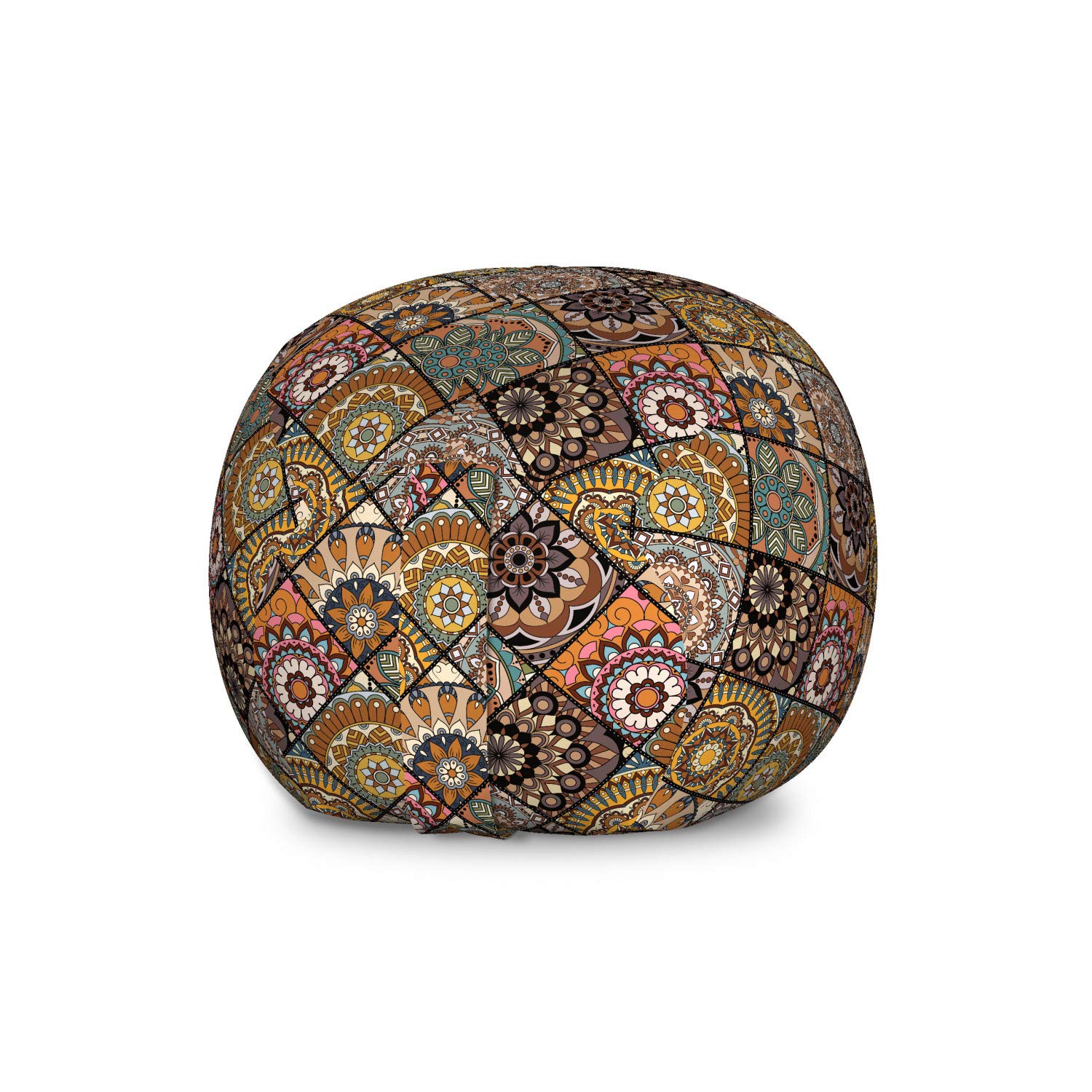 Ambesonne Moroccan Storage Toy Bag Chair - Large Washable Stuffed Animal Organizer with Abstract Mandala Checkered Design | Perfect for Kids' Room, Nursery, and Playroom Organization