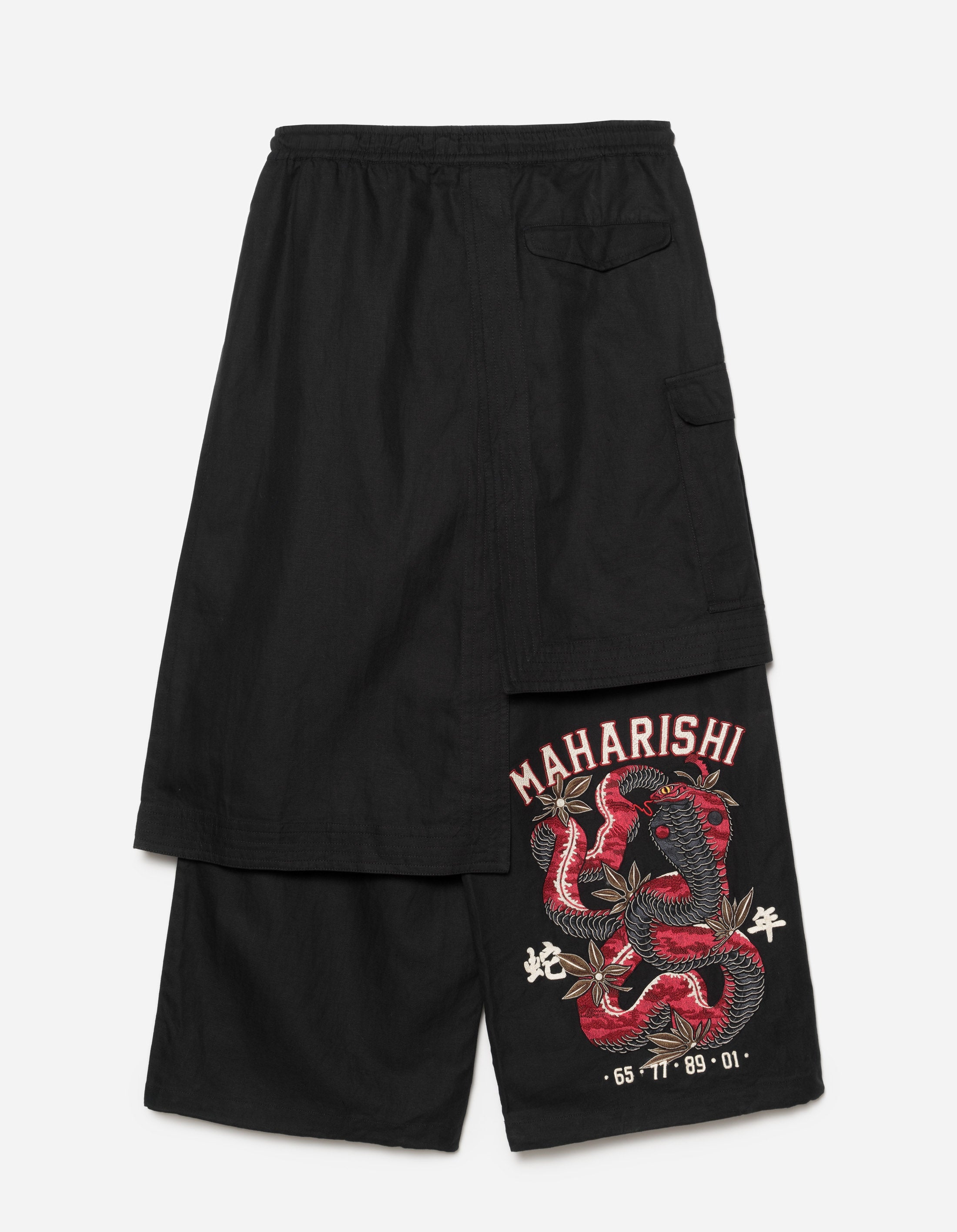 6008 Cobra Asym Cargo Hakama Pants Black - Streetwear Fashion for Men | Urban Style, Comfort & Versatility | Perfect for Casual Outfits, Gym Wear & Outdoor Activities