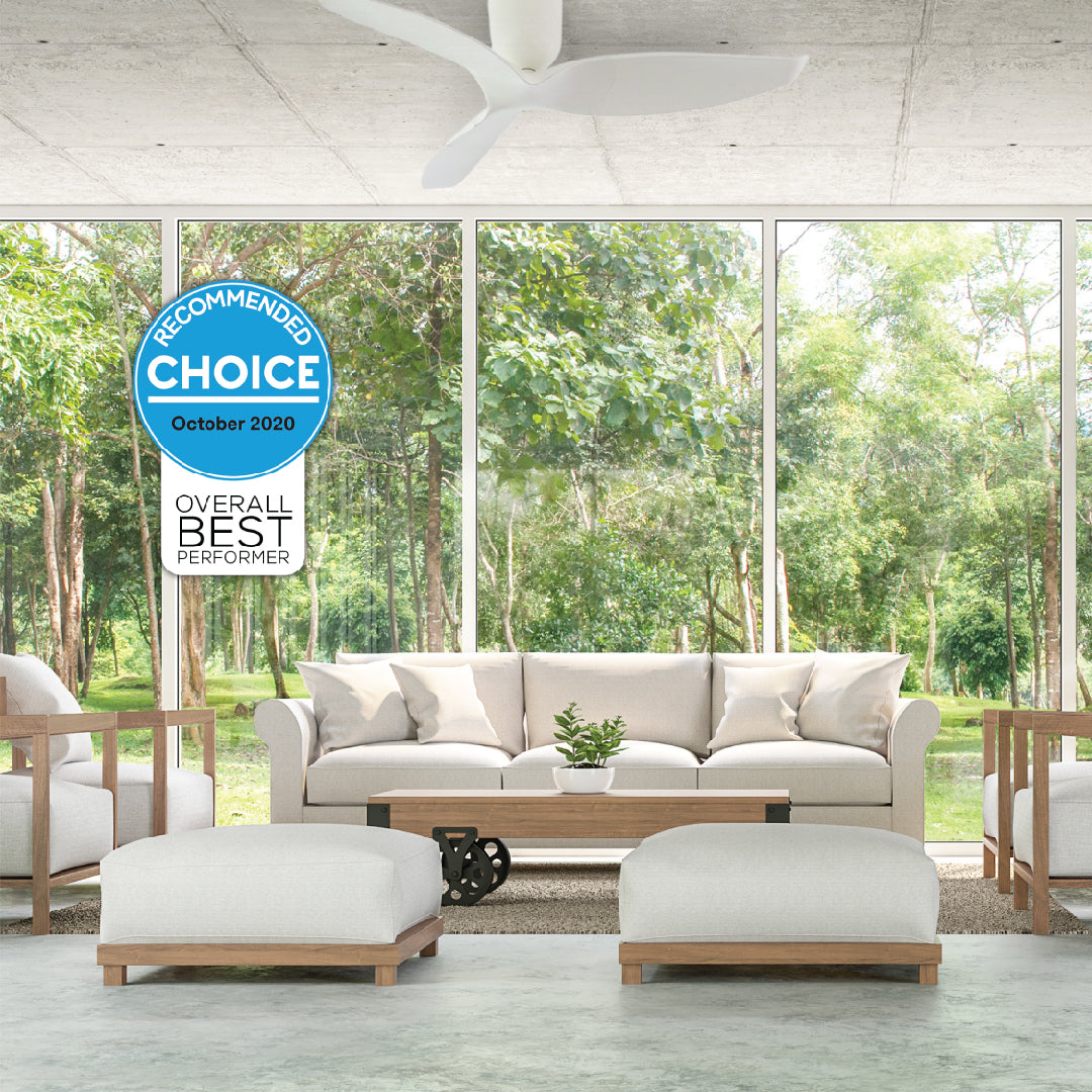 Aeratron Plus AE3+ 43 Inch White 3-Blade DC Ceiling Fan - Perfect for Living Room, Bedroom, and Office Cooling